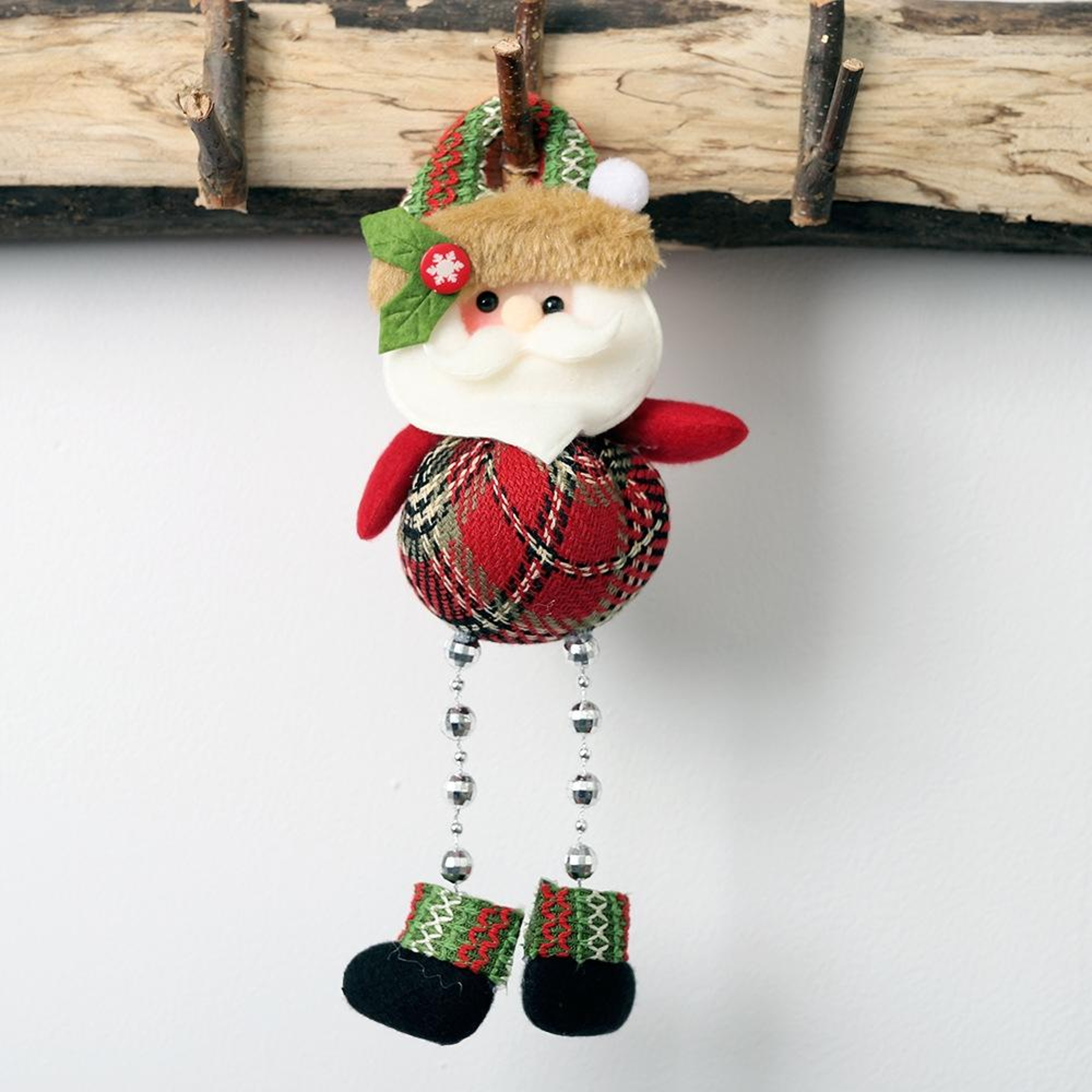 Christmas Plaid Fabric Hanging Doll Ornaments for Holiday Decor – view 6