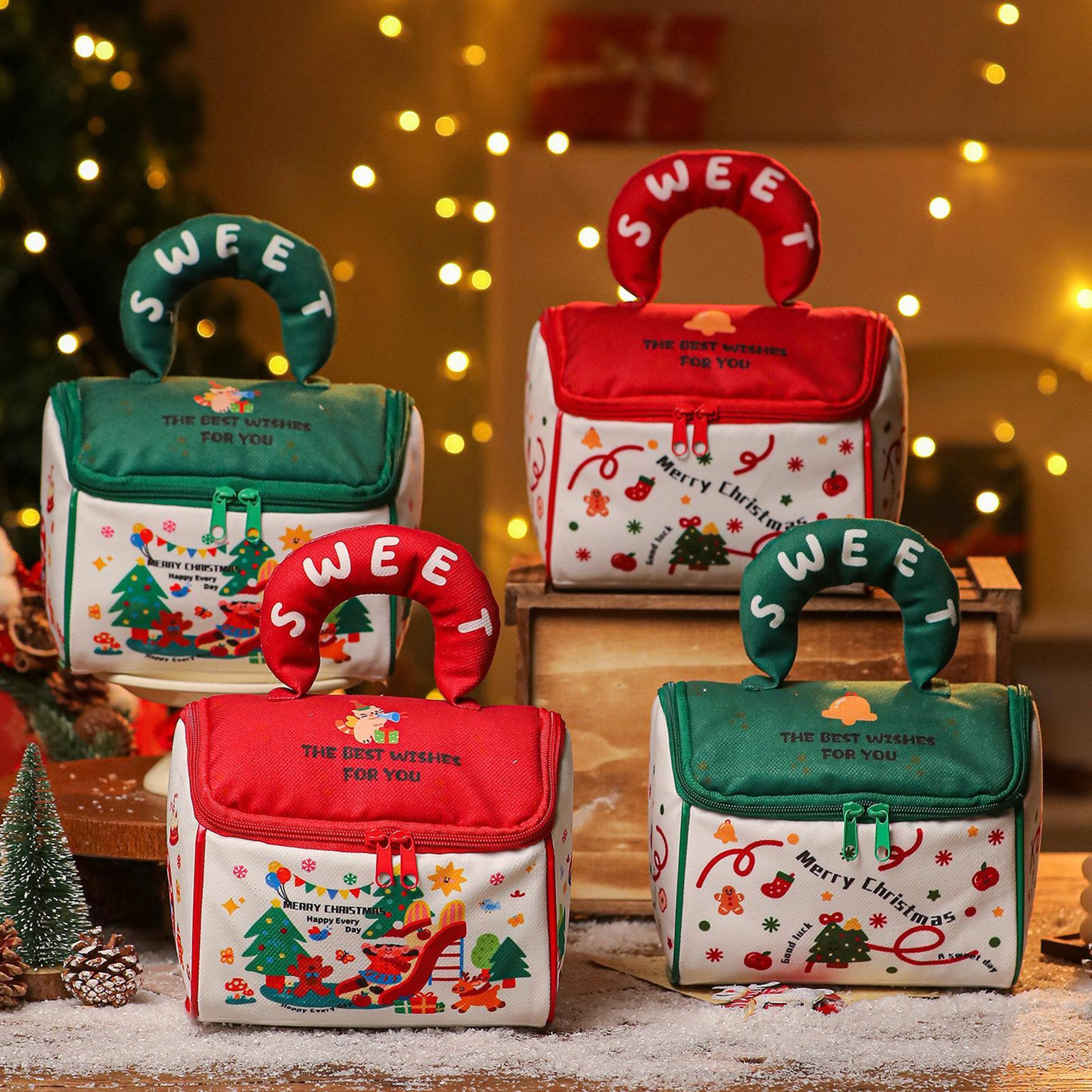 Christmas House Gift Bag with Zipper Closure and Plush Handle – view 2