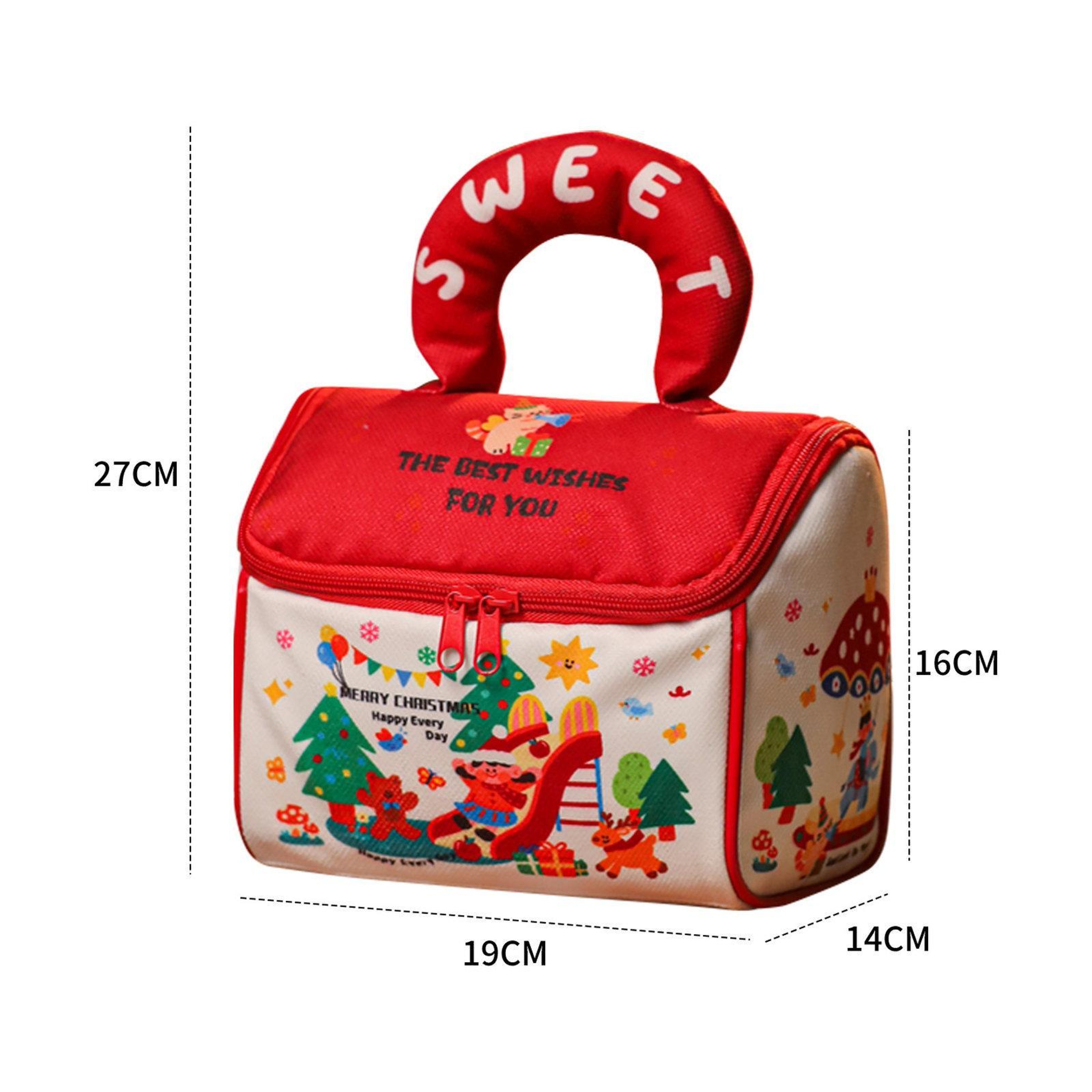 Christmas House Gift Bag with Zipper Closure and Plush Handle – view 5