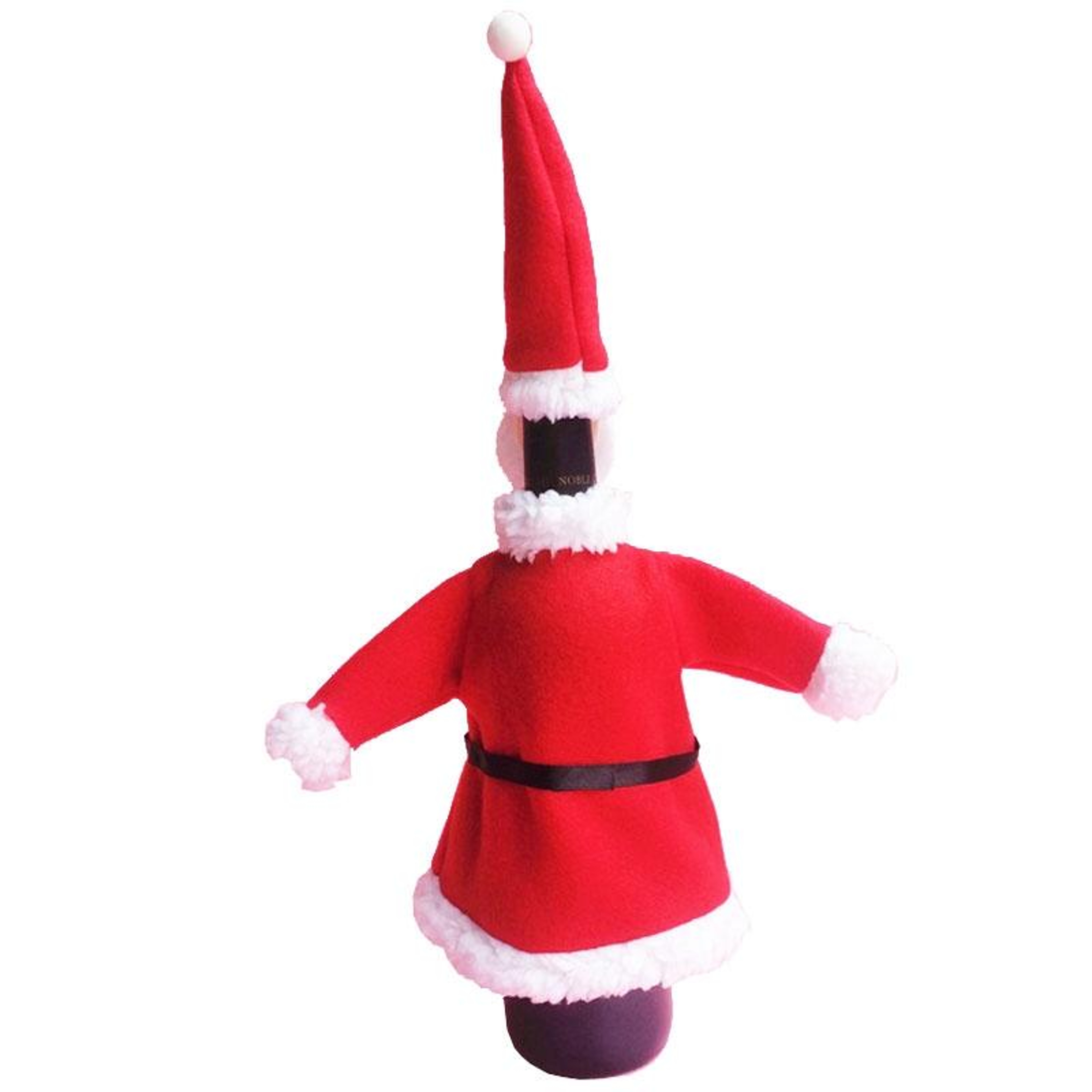 Christmas Santa Wine Bottle Cover Set With Plush Flannel Hat And Jacket 2