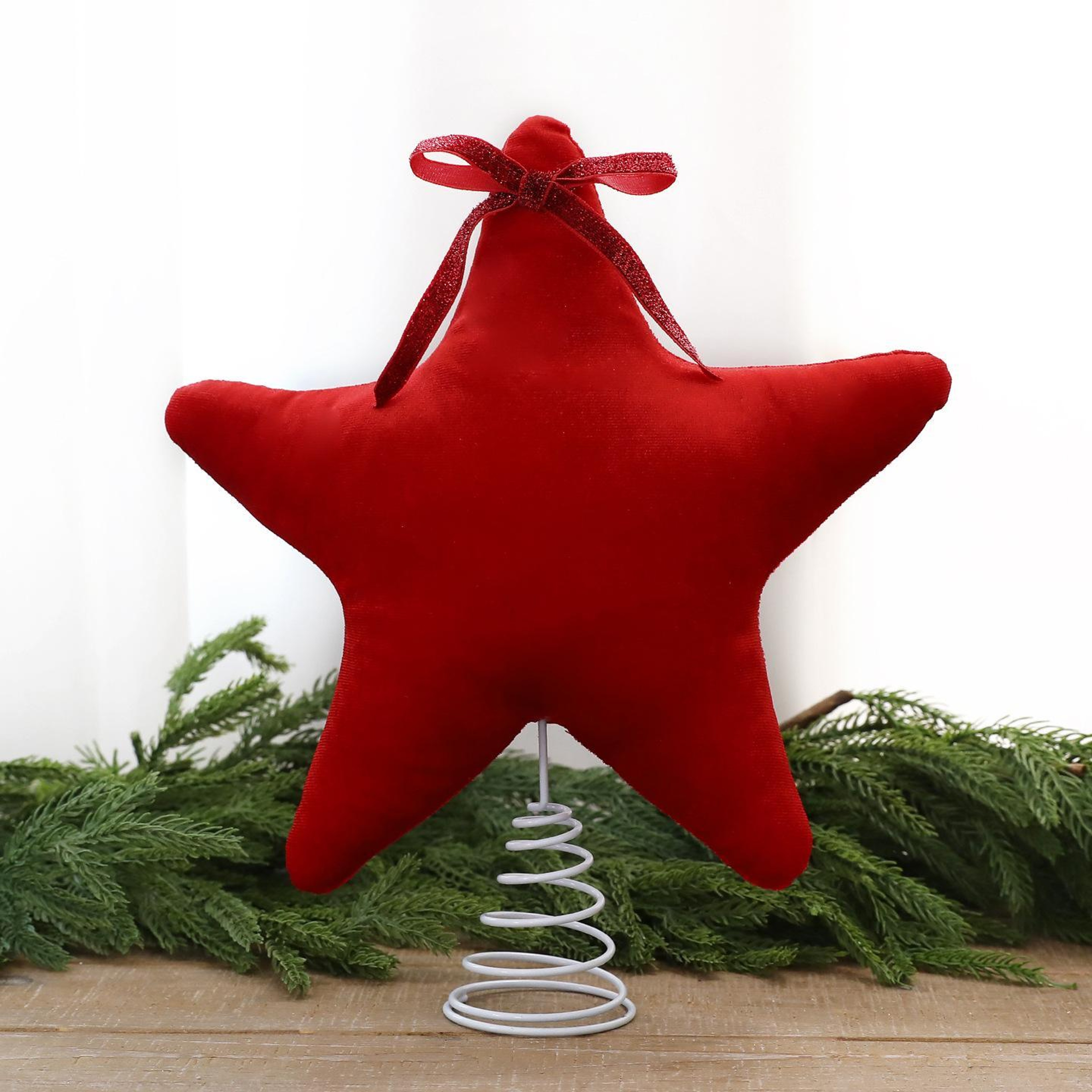 11 Inch Plush Velvet Christmas Tree Star Topper with Bow – view 5