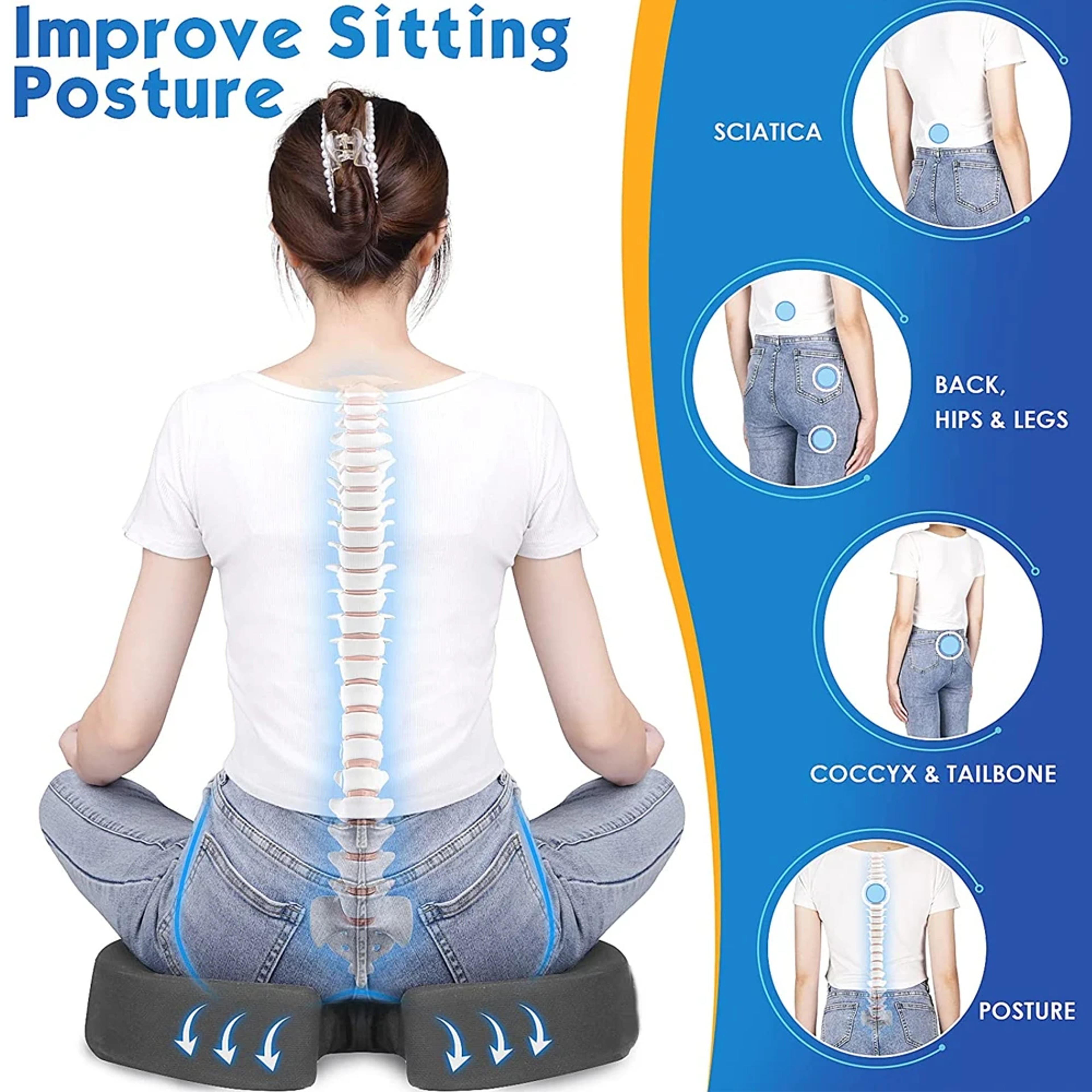 Coccyx Memory Foam Seat Cushion For Tailbone Support And Office Chair Comfort 2