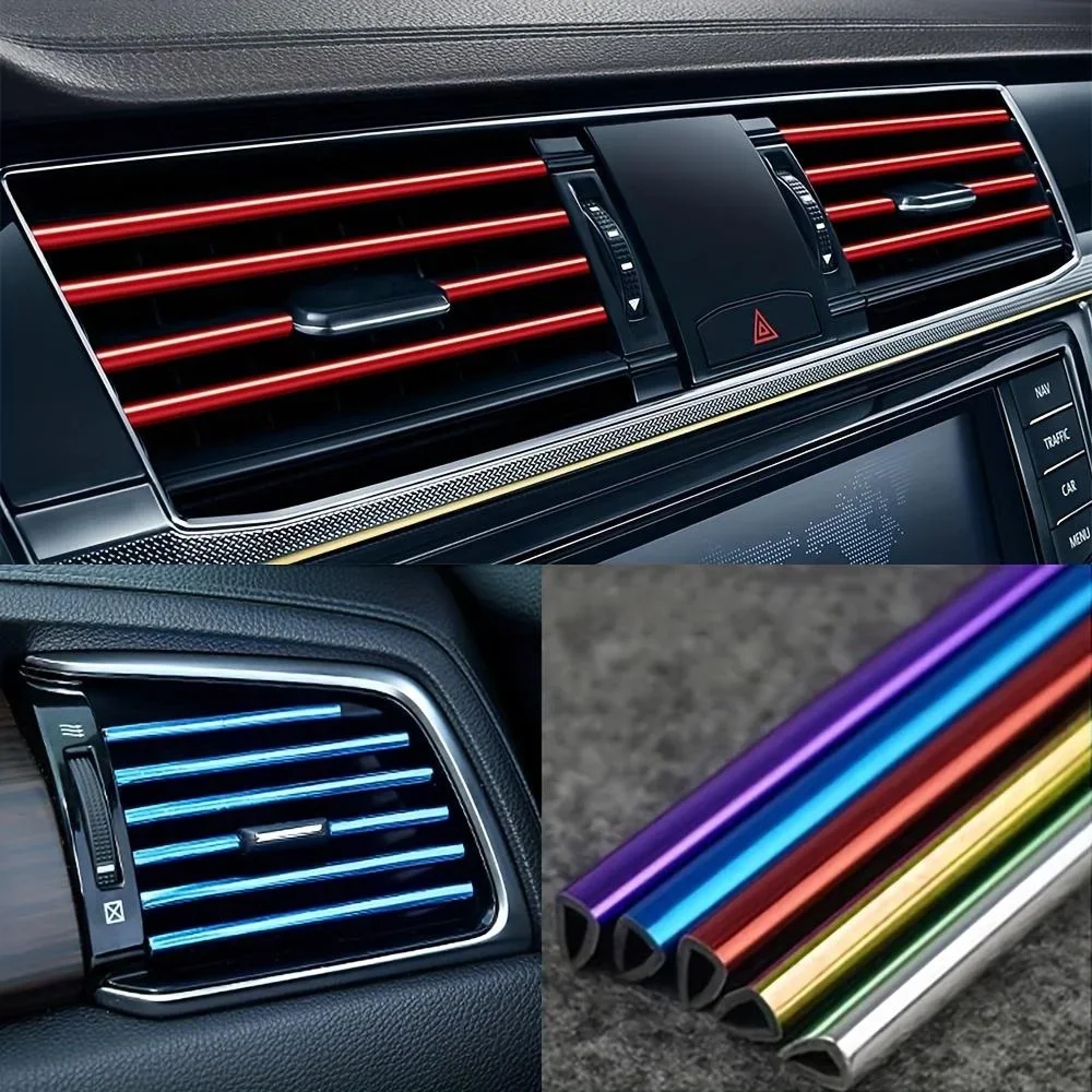 Car Air Vent Trim Strips Universal Waterproof Interior Vent Decoration 0