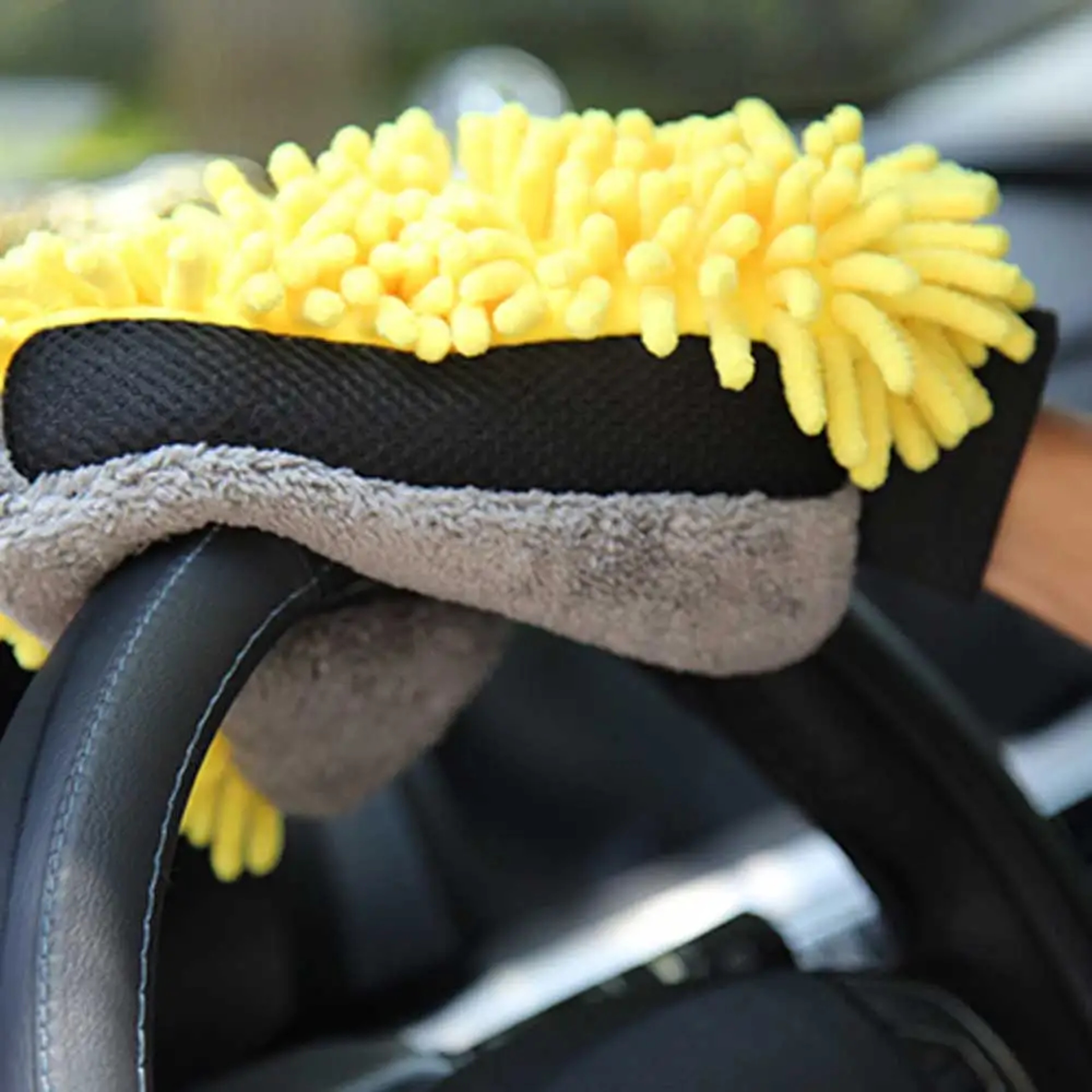 Soft Coral Car Wash Mitt Scratch Free Chenille Cleaning Glove – view 3