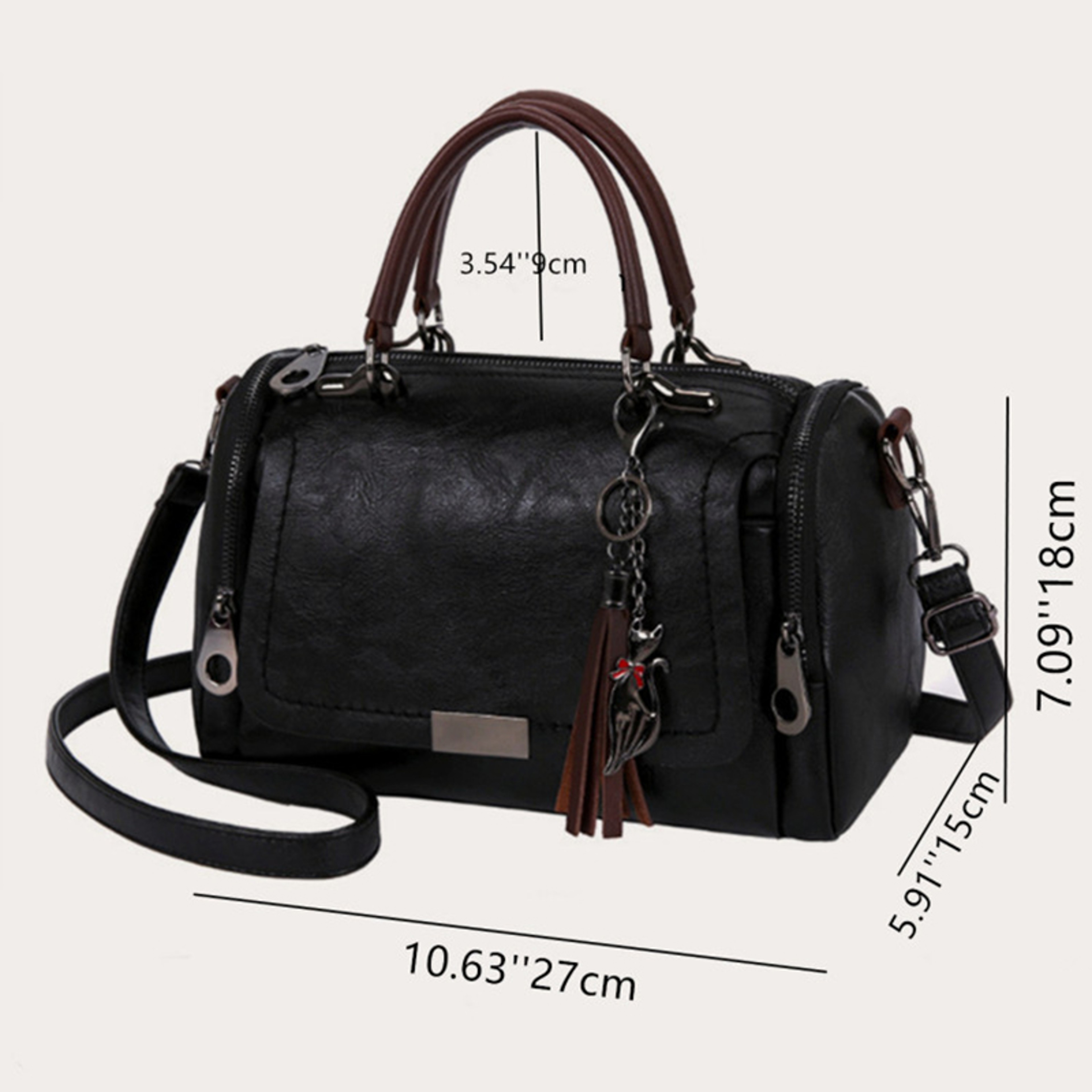 Women Large Capacity Tassel Shoulder Bag Convertible Crossbody Boston Handbag – view 6