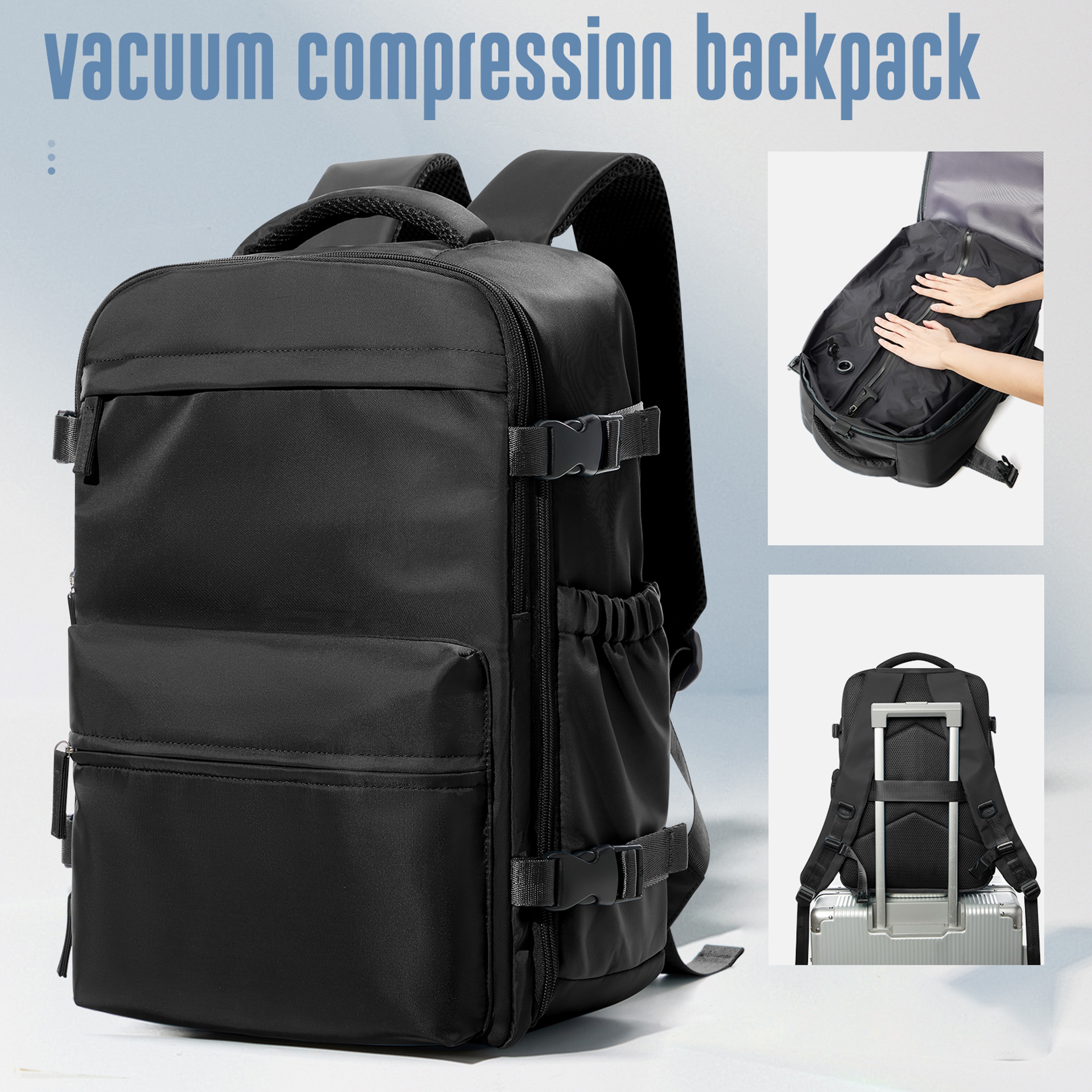 Vacuum Compression Travel Backpack Expandable Large Capacity Laptop Bag 1