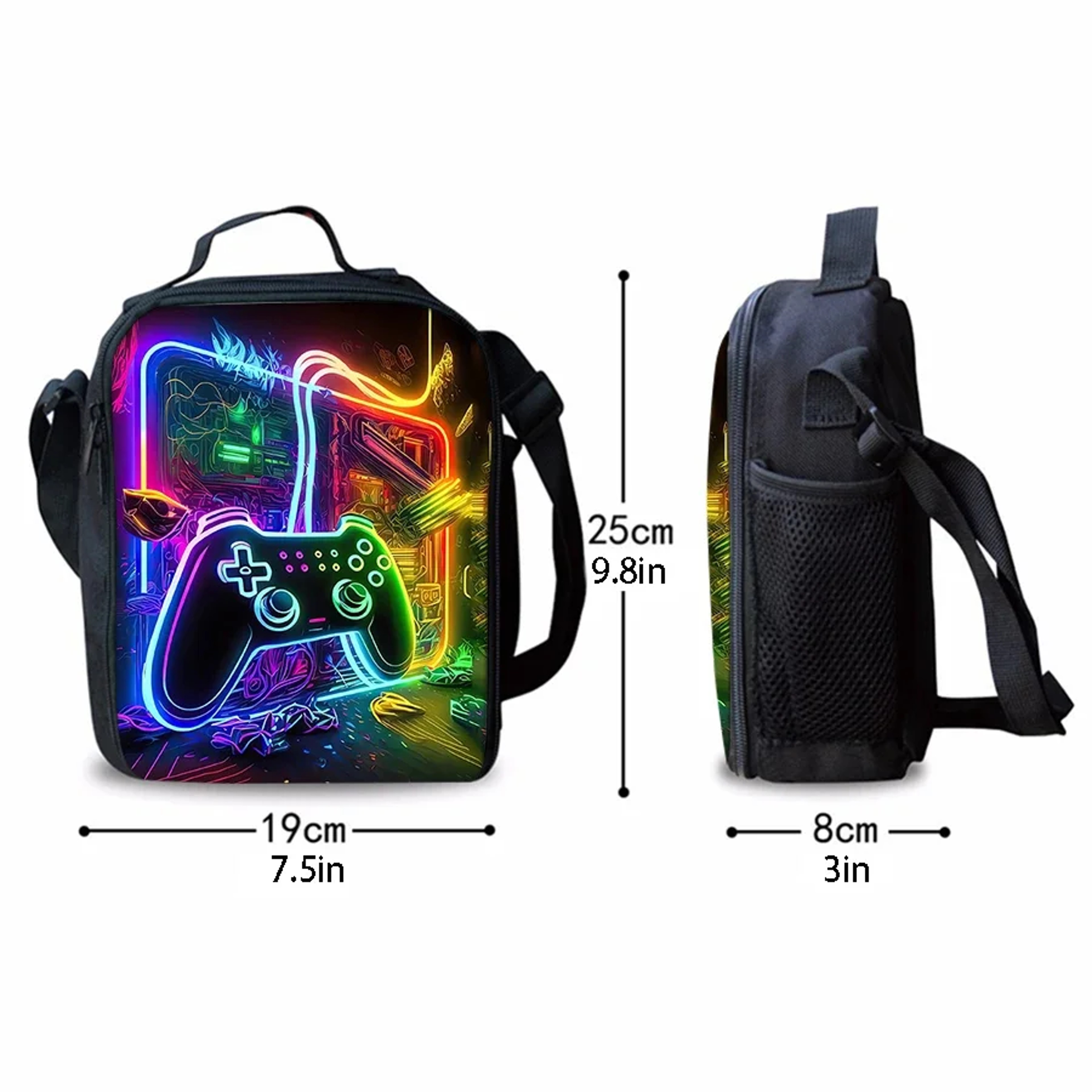 GamePad Kids Lunch Bag with Shoulder Strap Cartoon Bento Bag for School and Picnics – view 2