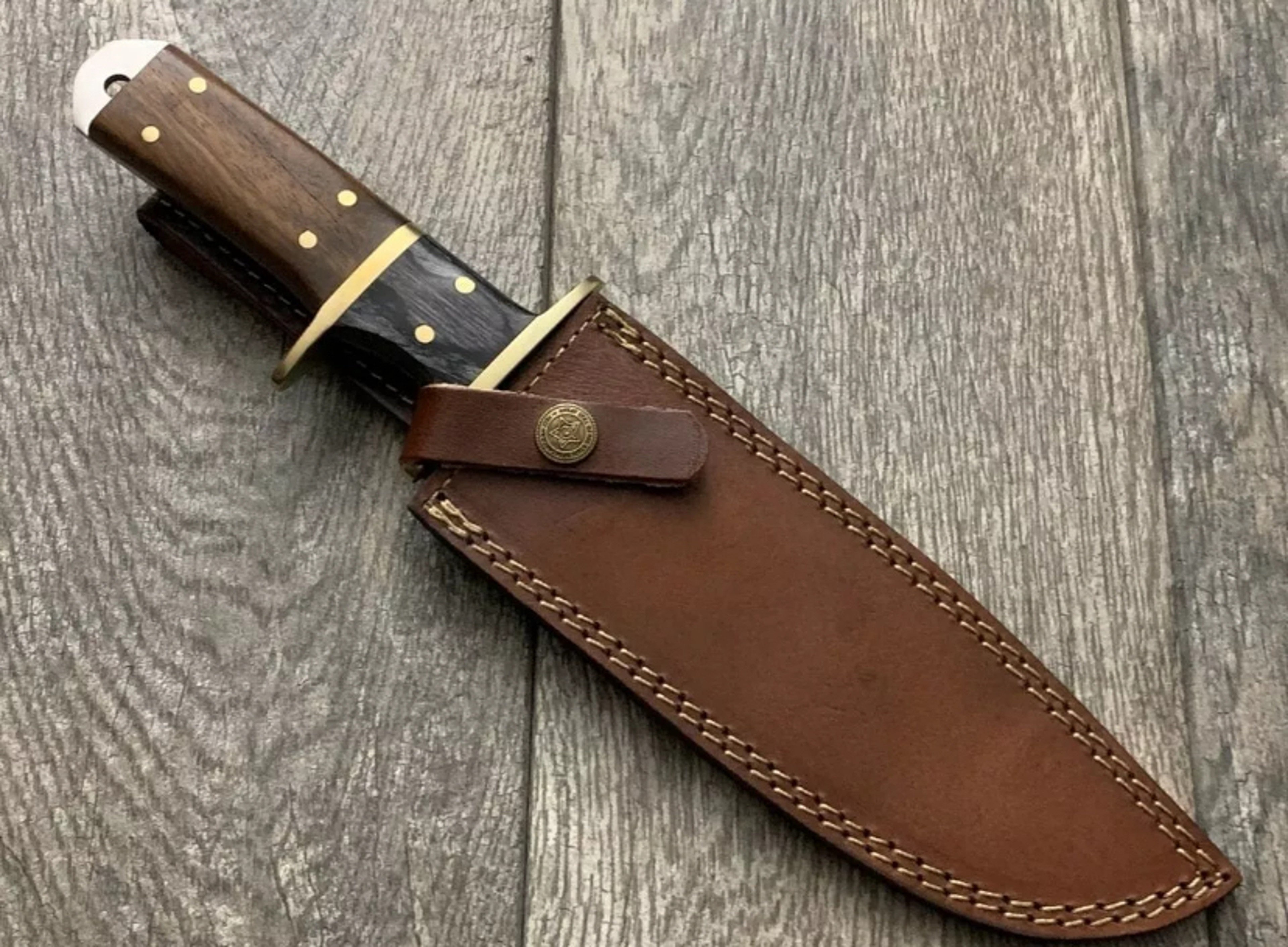 BEAUTIFUL HANDMADE HIGH CARBON STEEL DOUBLE HILTED HUNTING BOWIE KNIFE WITH SHEATH – view 5