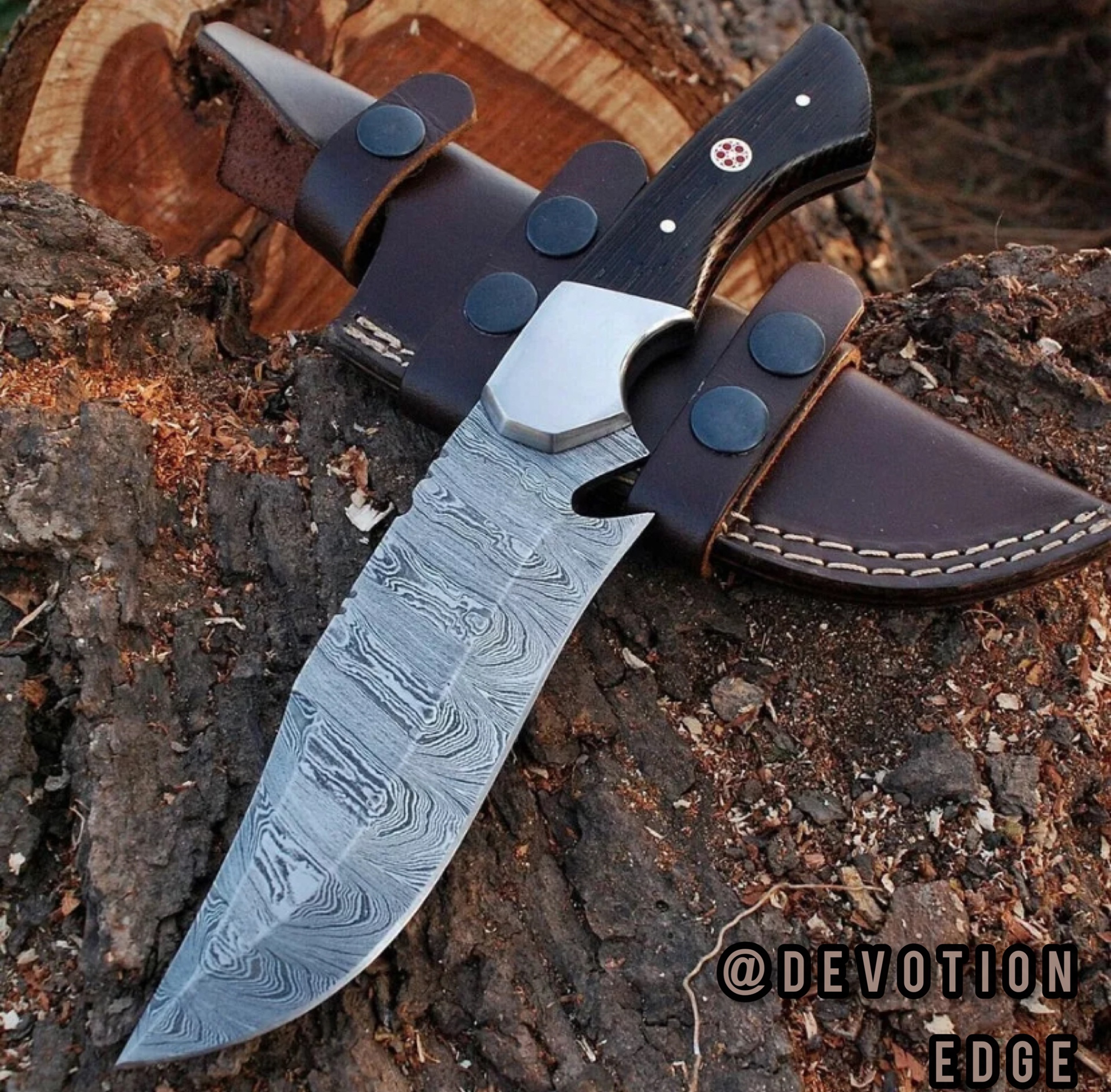Custom Handmade 9" Damascus Steel Hunting Skinner Knife Camping Survival Knife With Leather Sheath – view 1