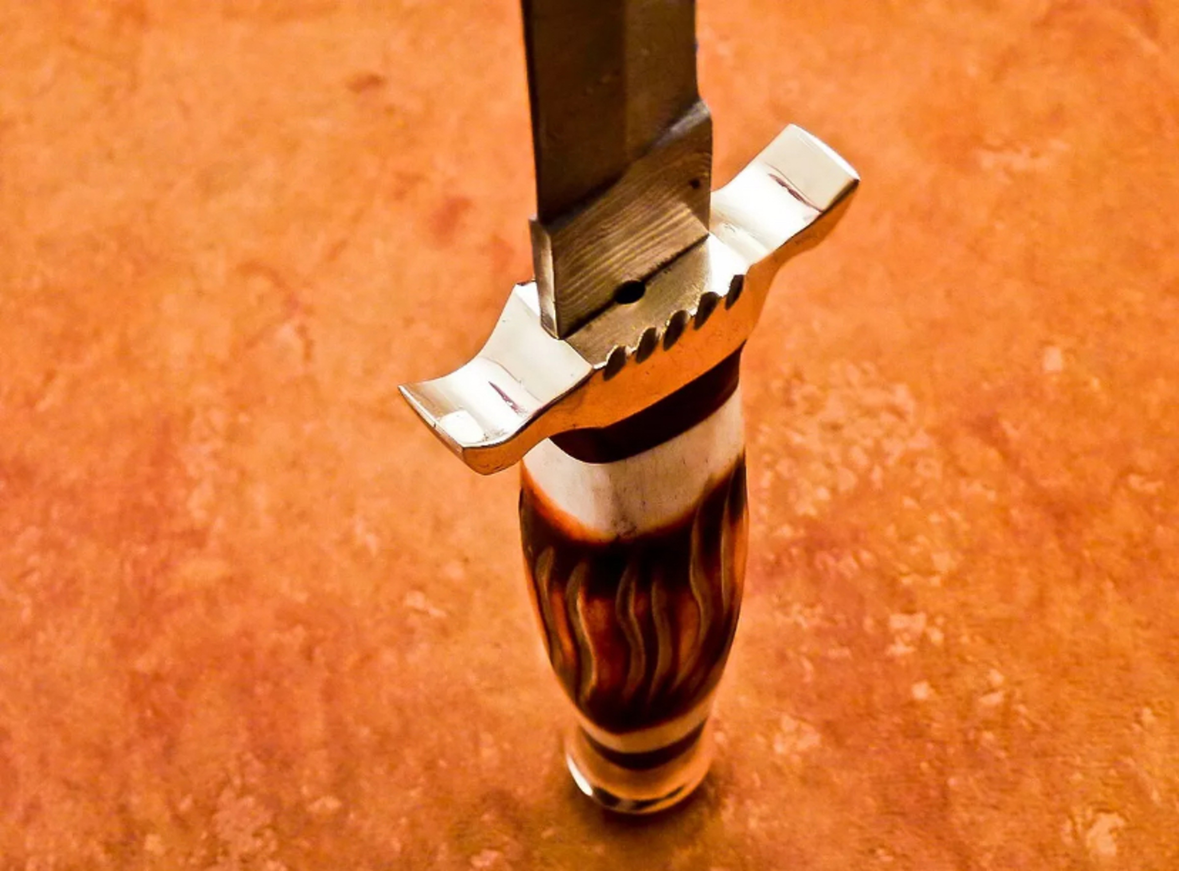 HAND FORGED DAMASCUS 12.0" DAGGER HUNTING KNIFE CAMEL BONE With Leather Sheath – view 5