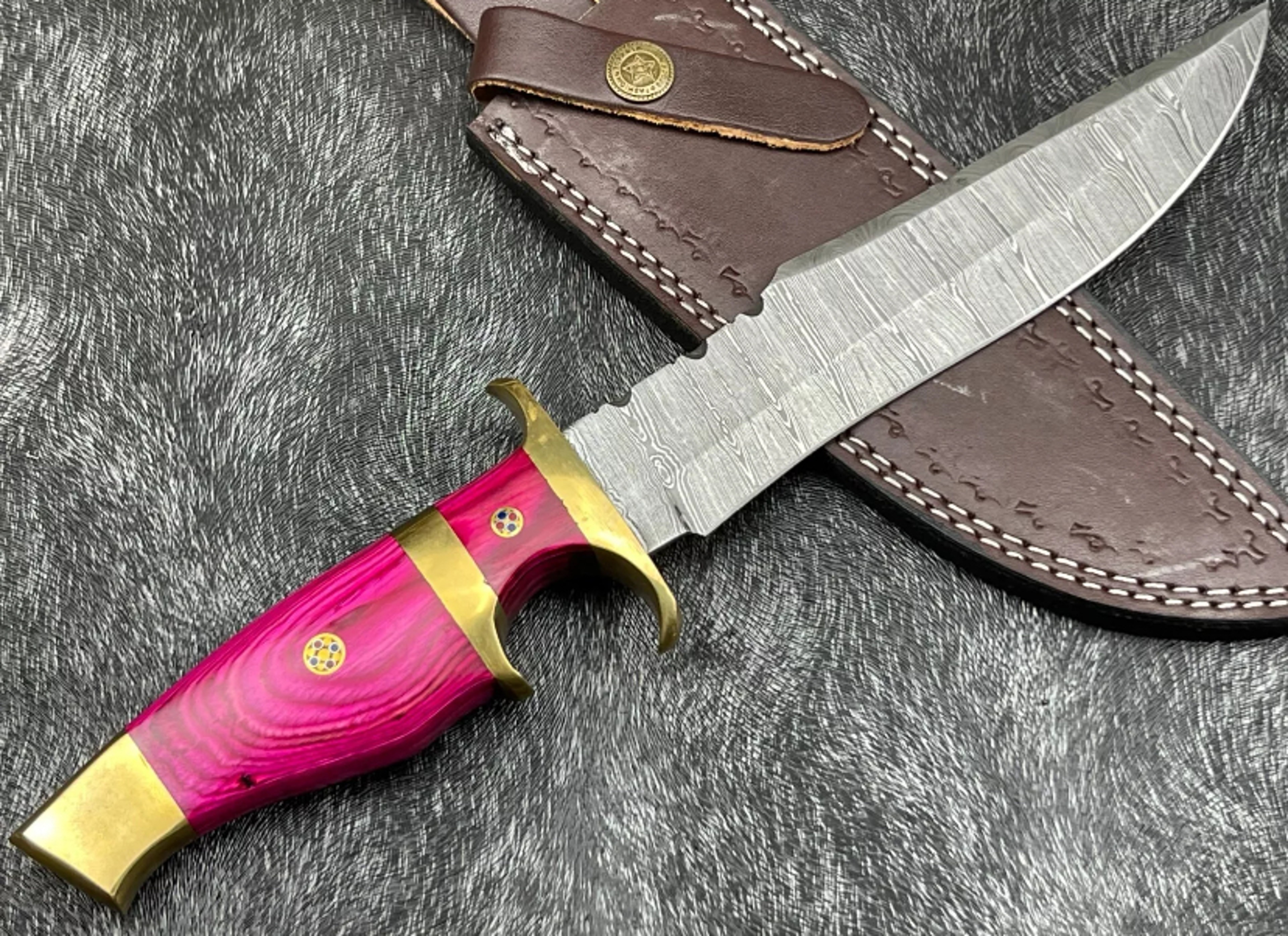 Devotion Edge 12'Custom Hand Forged Damascus Blade Camping Hunting Knife Bowie Knife With Leather Sheath – view 1