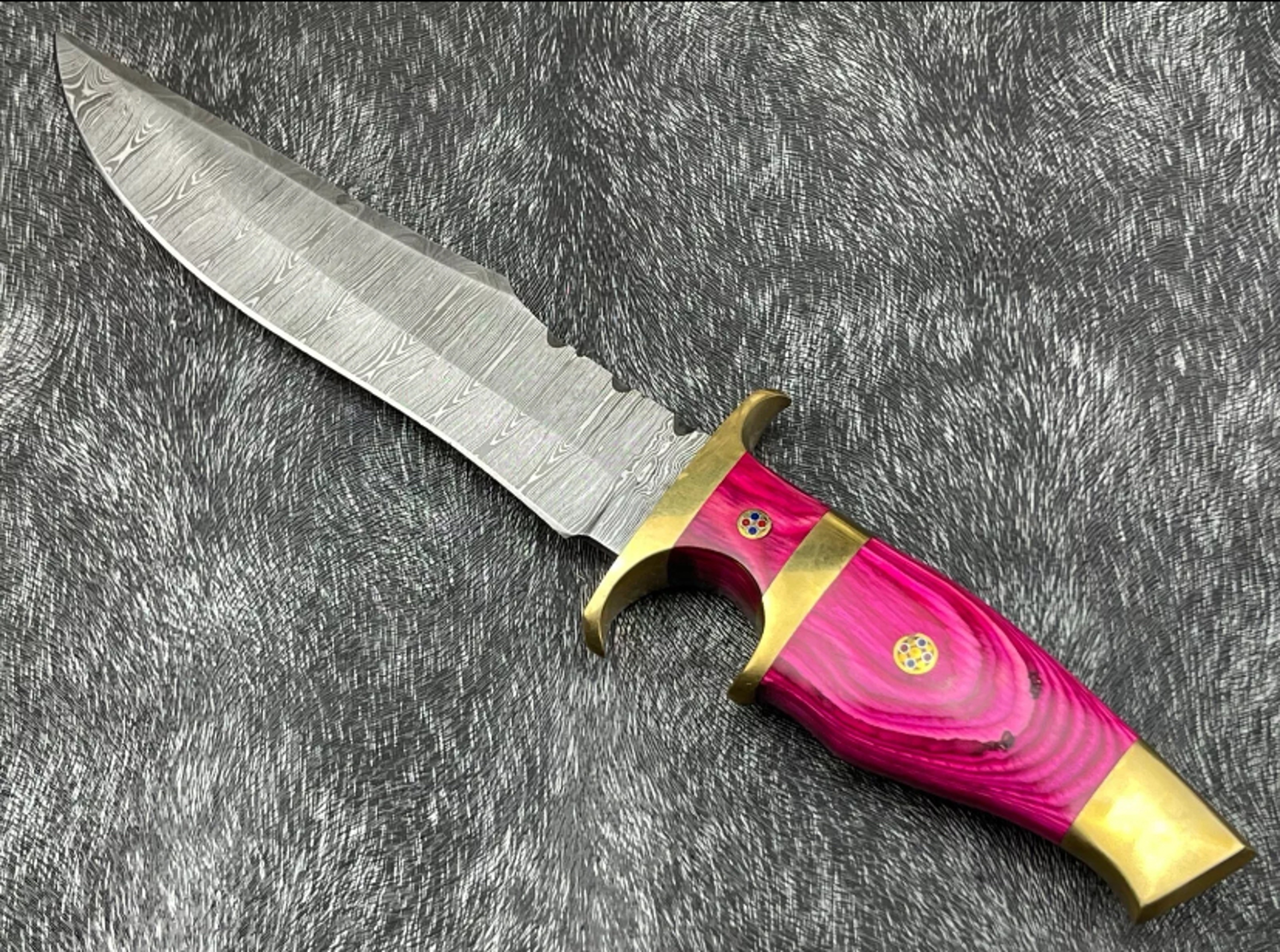 Devotion Edge 12'Custom Hand Forged Damascus Blade Camping Hunting Knife Bowie Knife With Leather Sheath – view 2