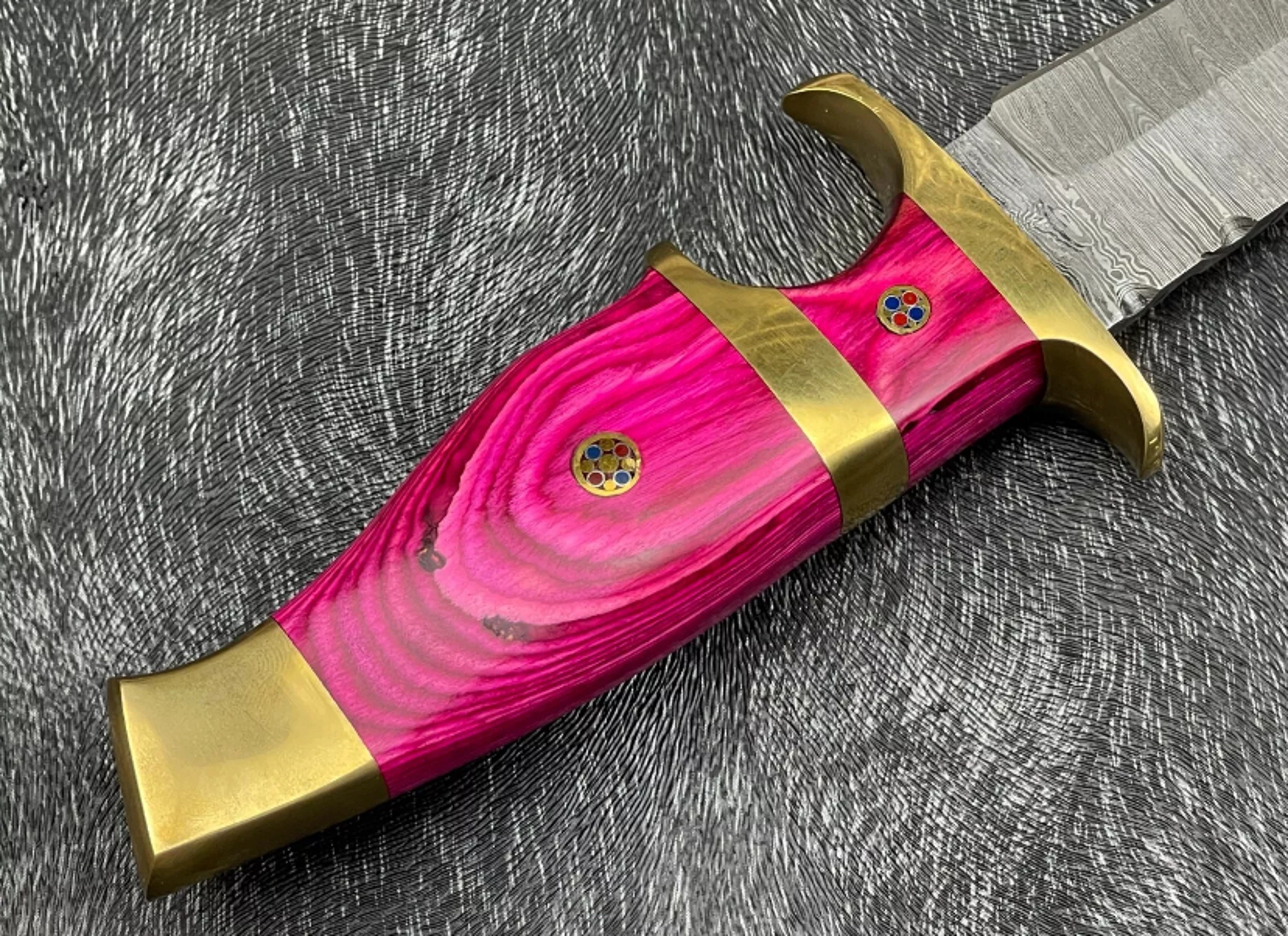 Devotion Edge 12'Custom Hand Forged Damascus Blade Camping Hunting Knife Bowie Knife With Leather Sheath – view 3