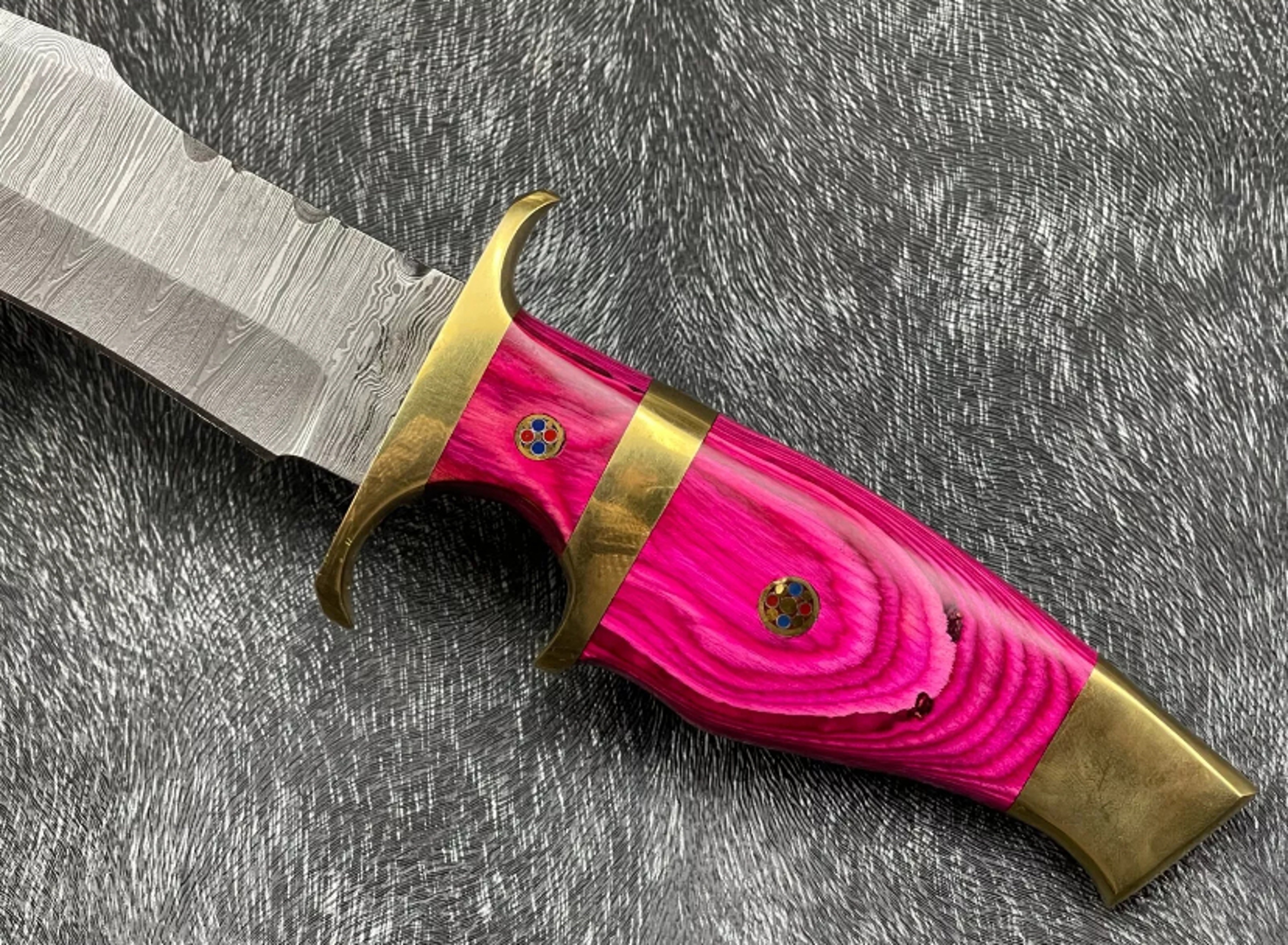 Devotion Edge 12'Custom Hand Forged Damascus Blade Camping Hunting Knife Bowie Knife With Leather Sheath – view 4