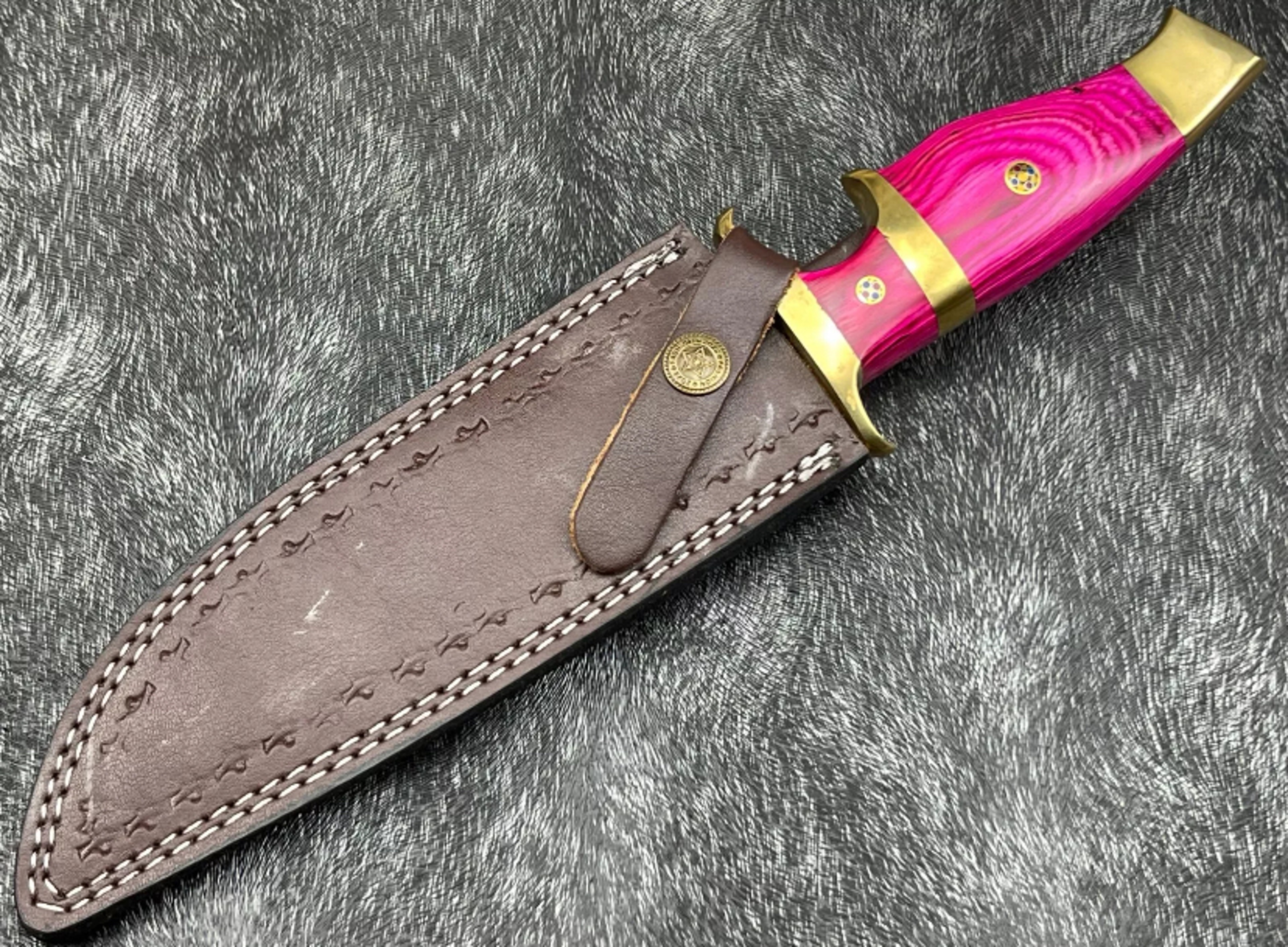 Devotion Edge 12'Custom Hand Forged Damascus Blade Camping Hunting Knife Bowie Knife With Leather Sheath – view 6