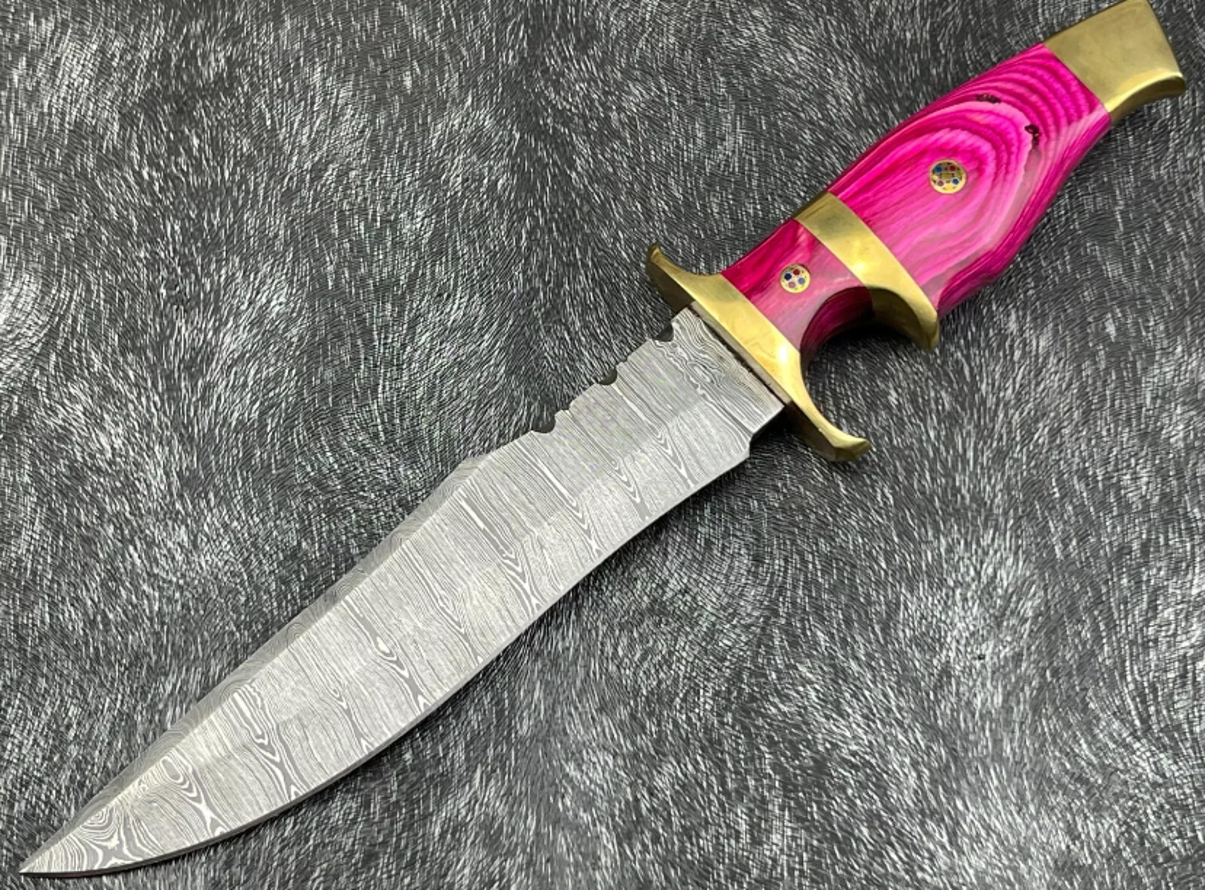 Devotion Edge 12'Custom Hand Forged Damascus Blade Camping Hunting Knife Bowie Knife With Leather Sheath – view 5