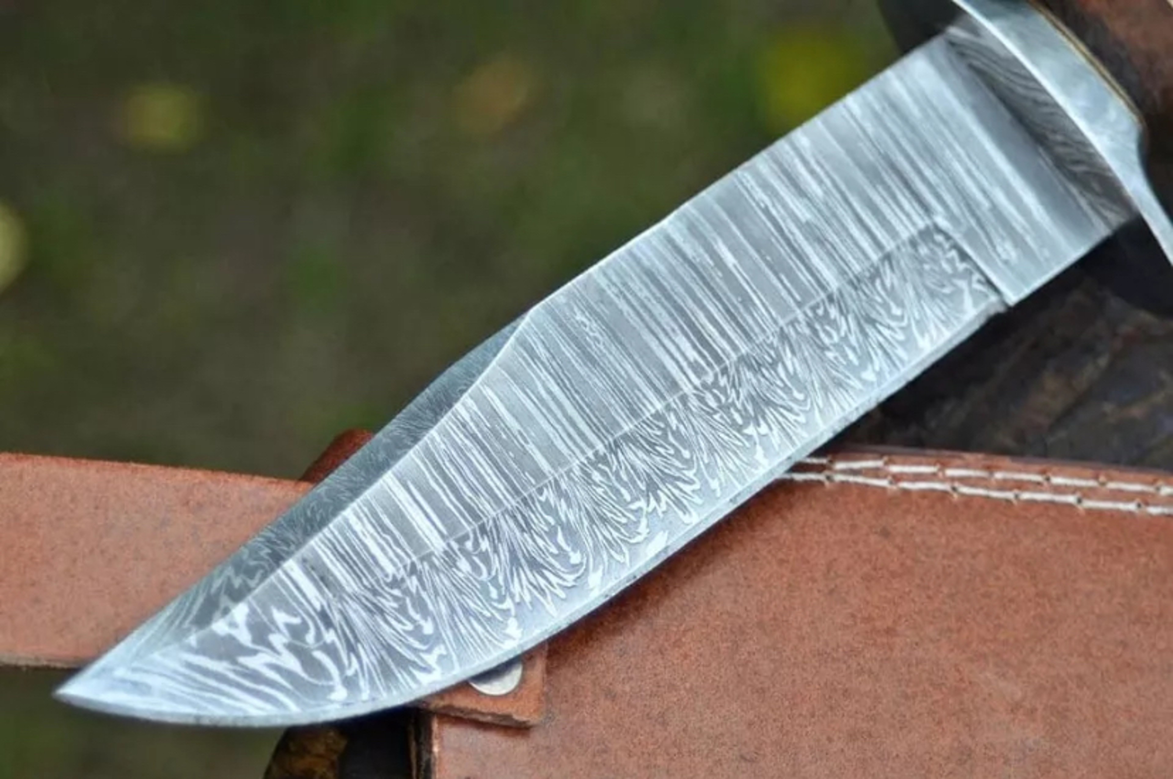 Devotion Edge Custom Handmade Damascus Steel Camel Bone Handle Hunting Bowie Knife with Sheath – view 3