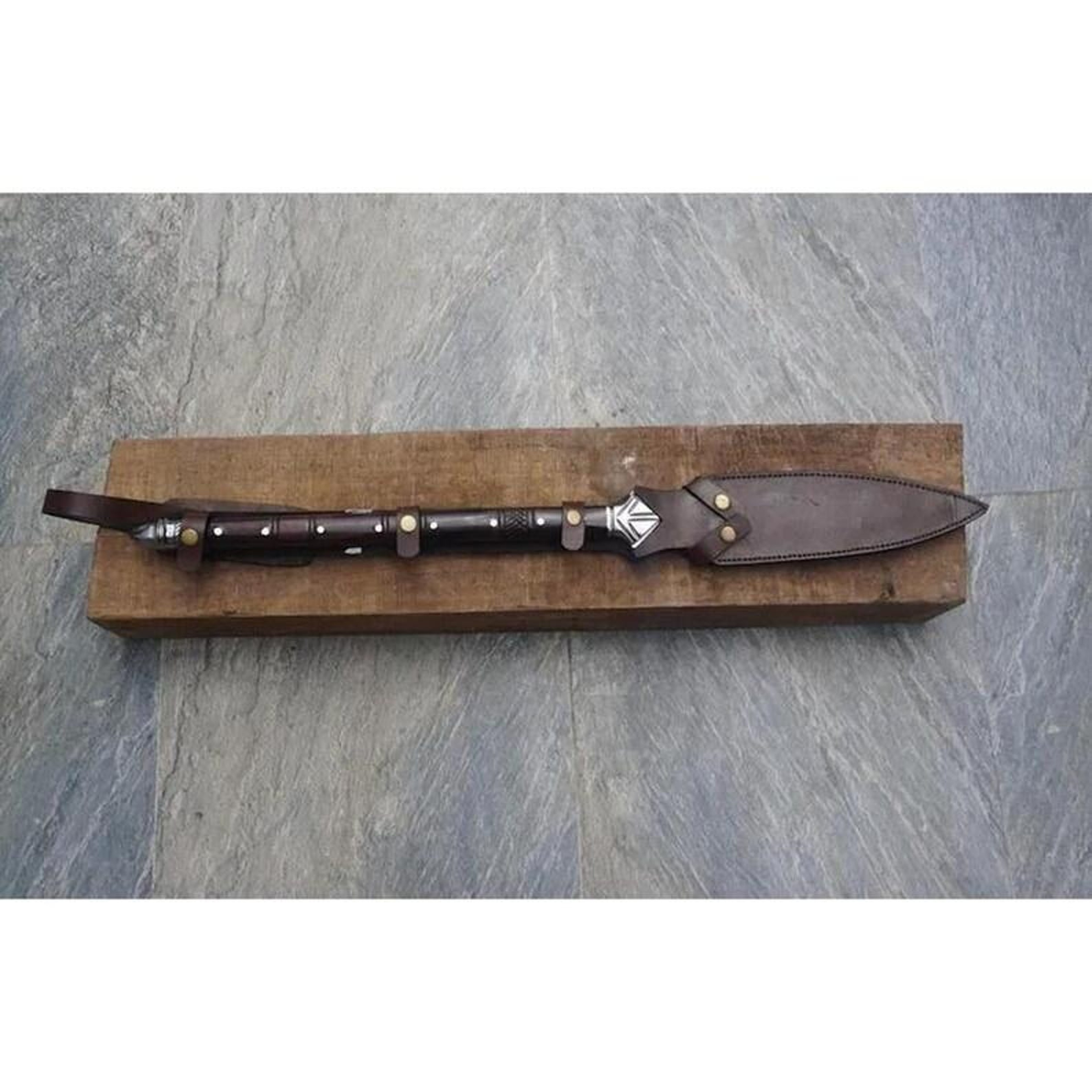 Handcrafted Medieval Leaf Spear With High Carbon Steel Head  Hardwood Shaft  Historical Collector S 3