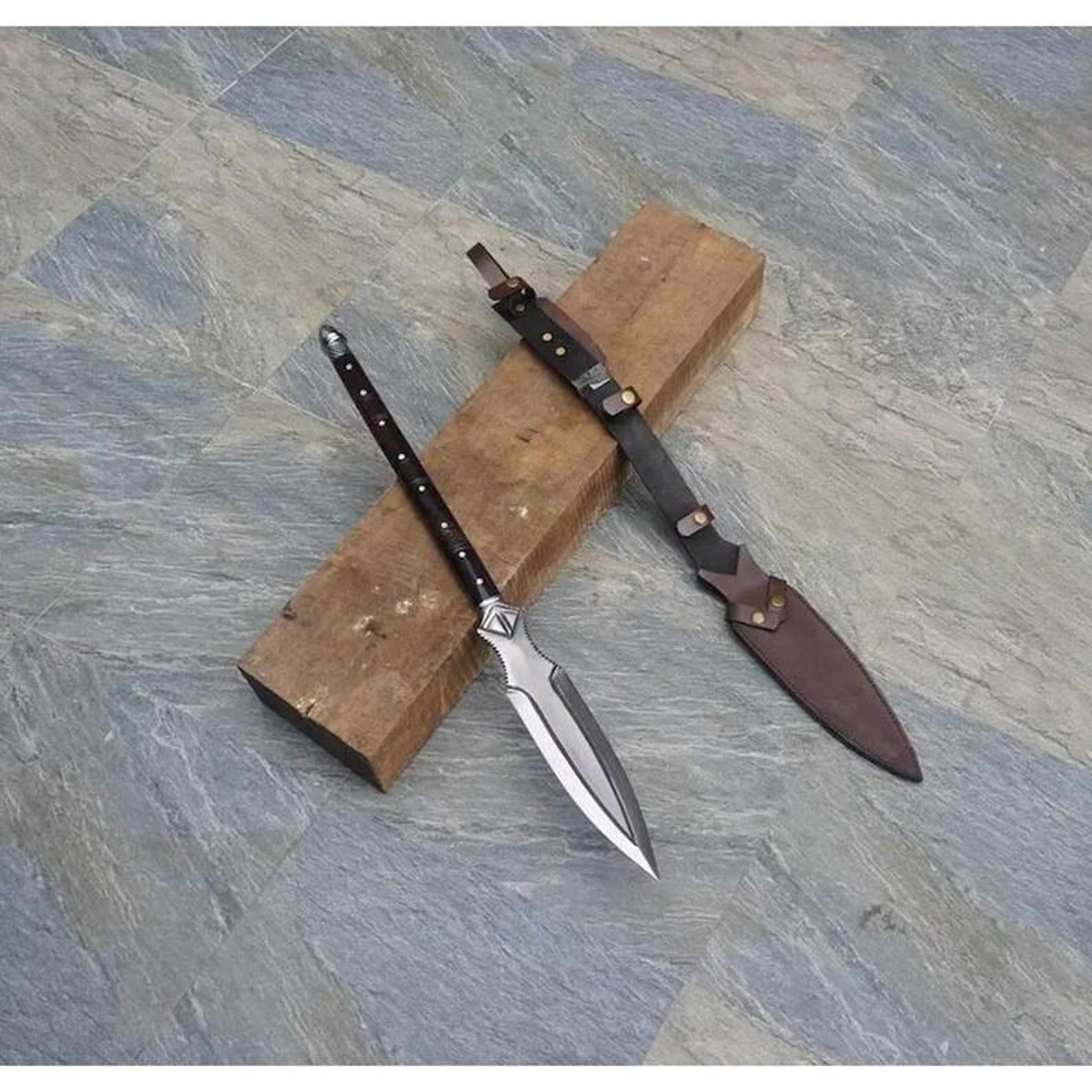 Handcrafted Medieval Leaf Spear With High Carbon Steel Head  Hardwood Shaft  Historical Collector S 5