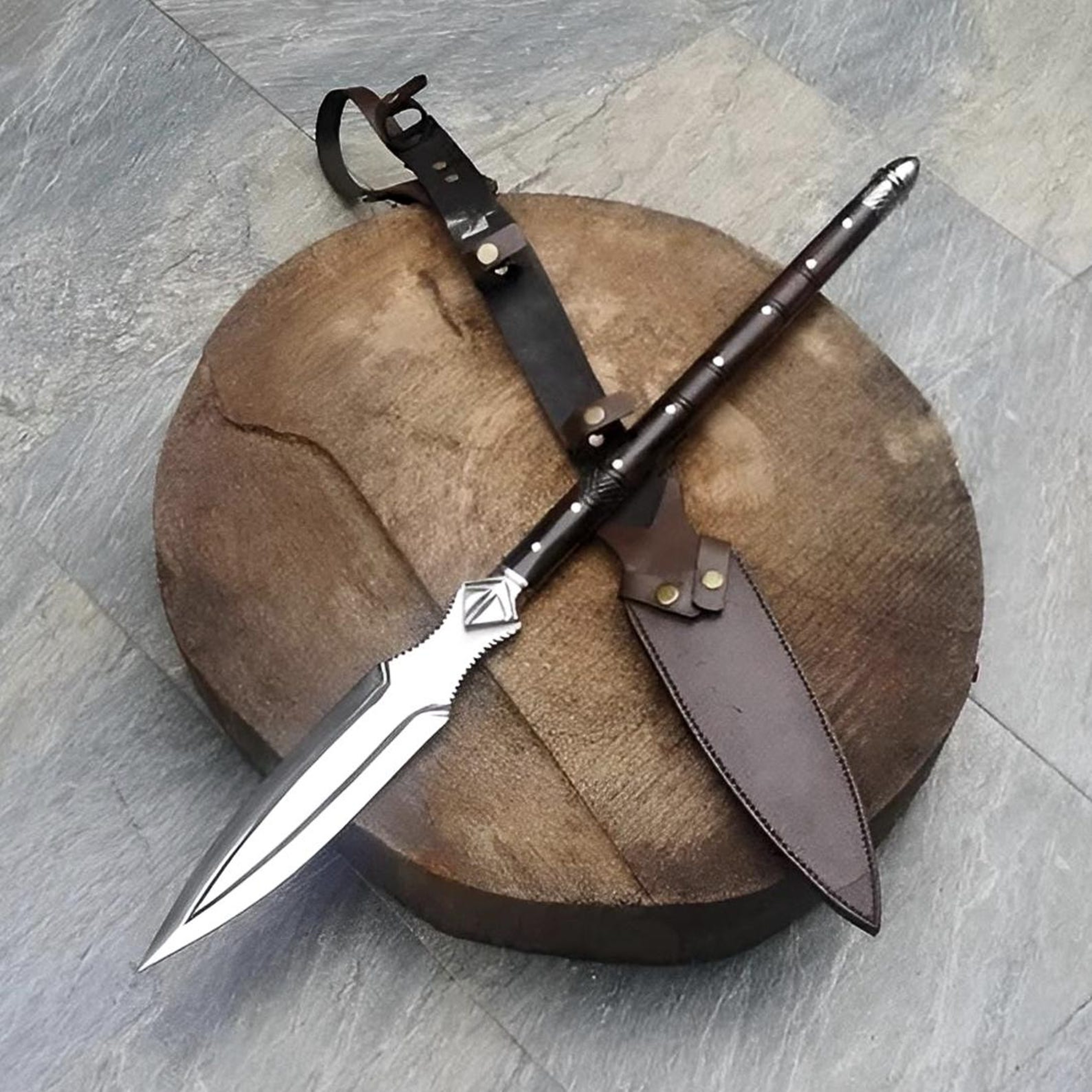Handcrafted Medieval Leaf Spear With High Carbon Steel Head  Hardwood Shaft  Historical Collector S 6