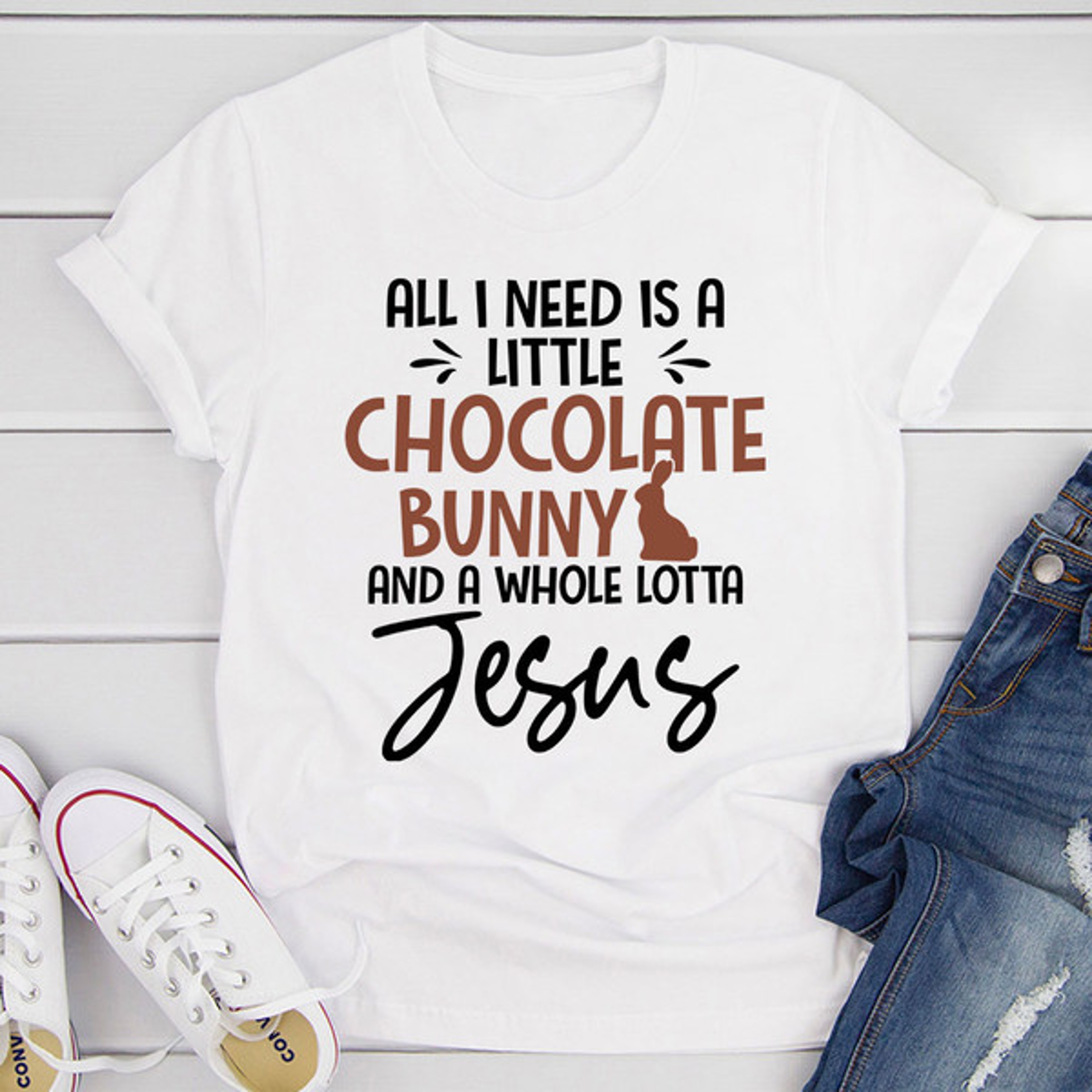 All I Need Is A Little Chocolate Bunny T-Shirt – view 1