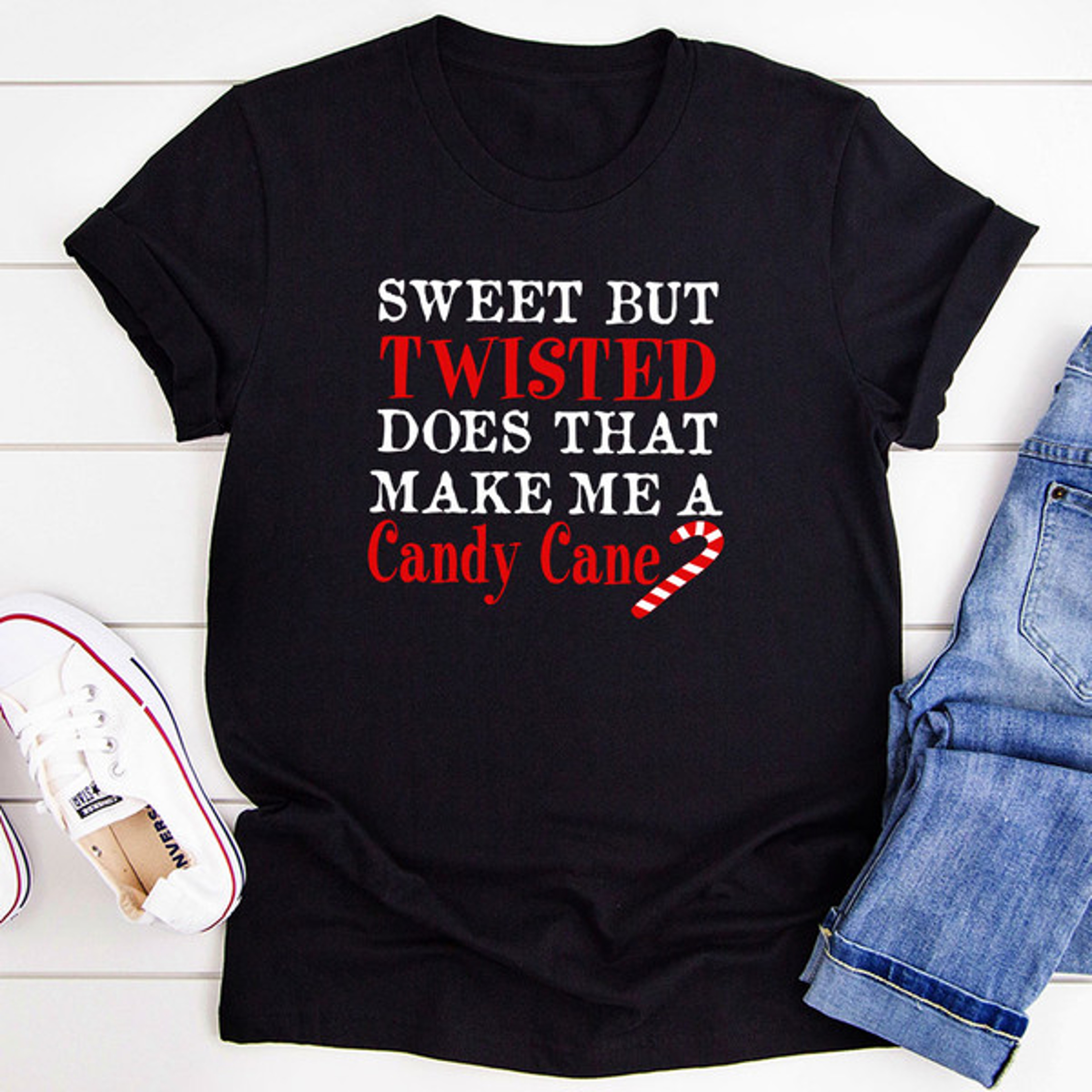 Sweet But Twisted Does That Make Me A Candy Cane T-Shirt – view 3