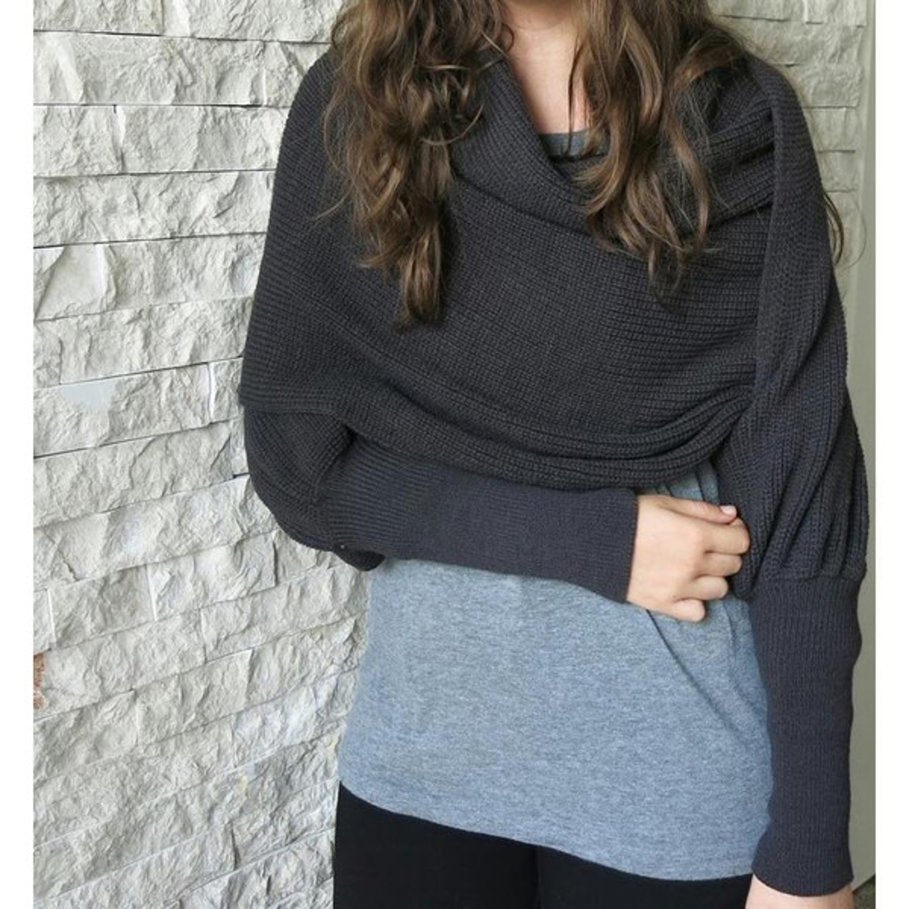 Convertible Scarf Sweater dark grey