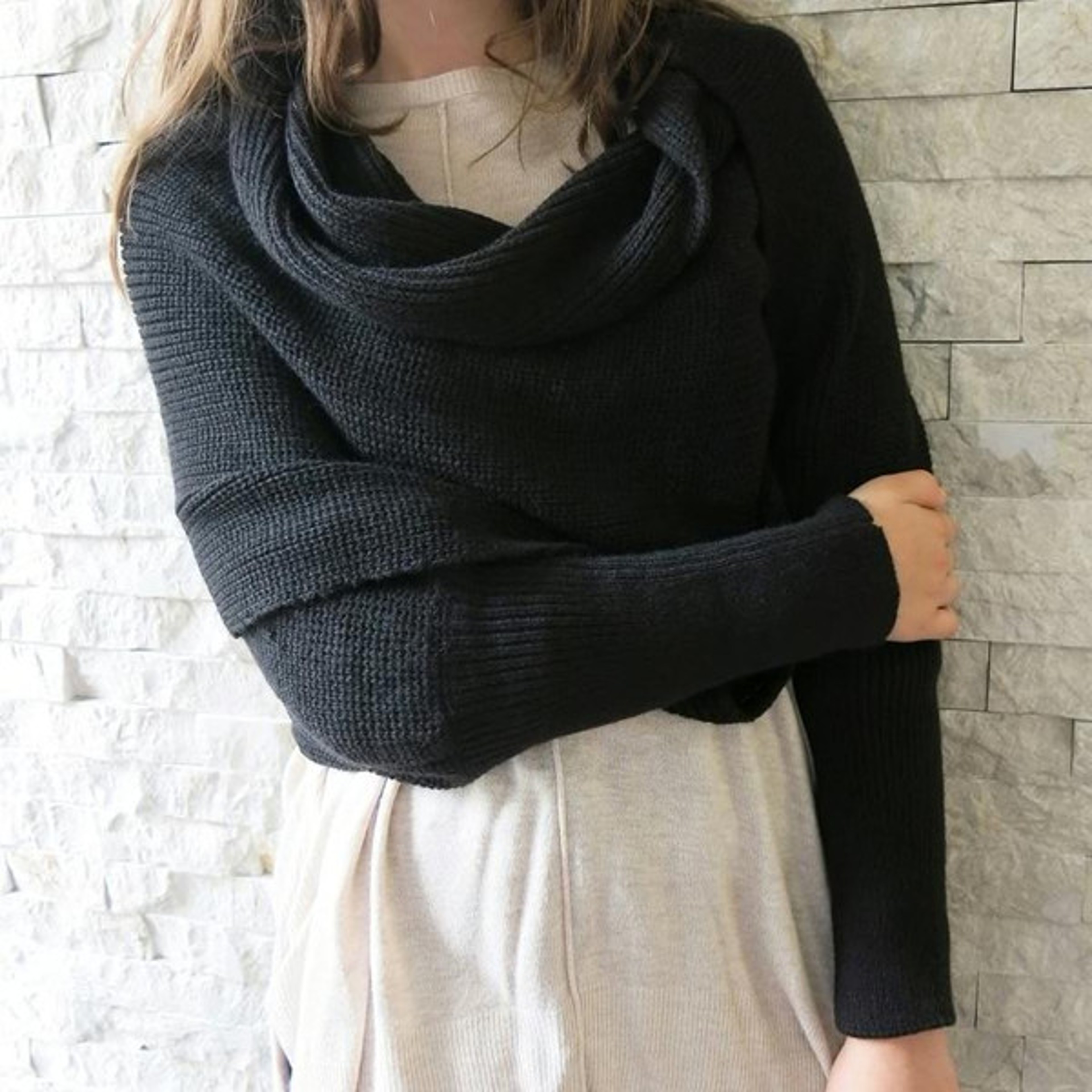 Convertible Scarf Sweater black