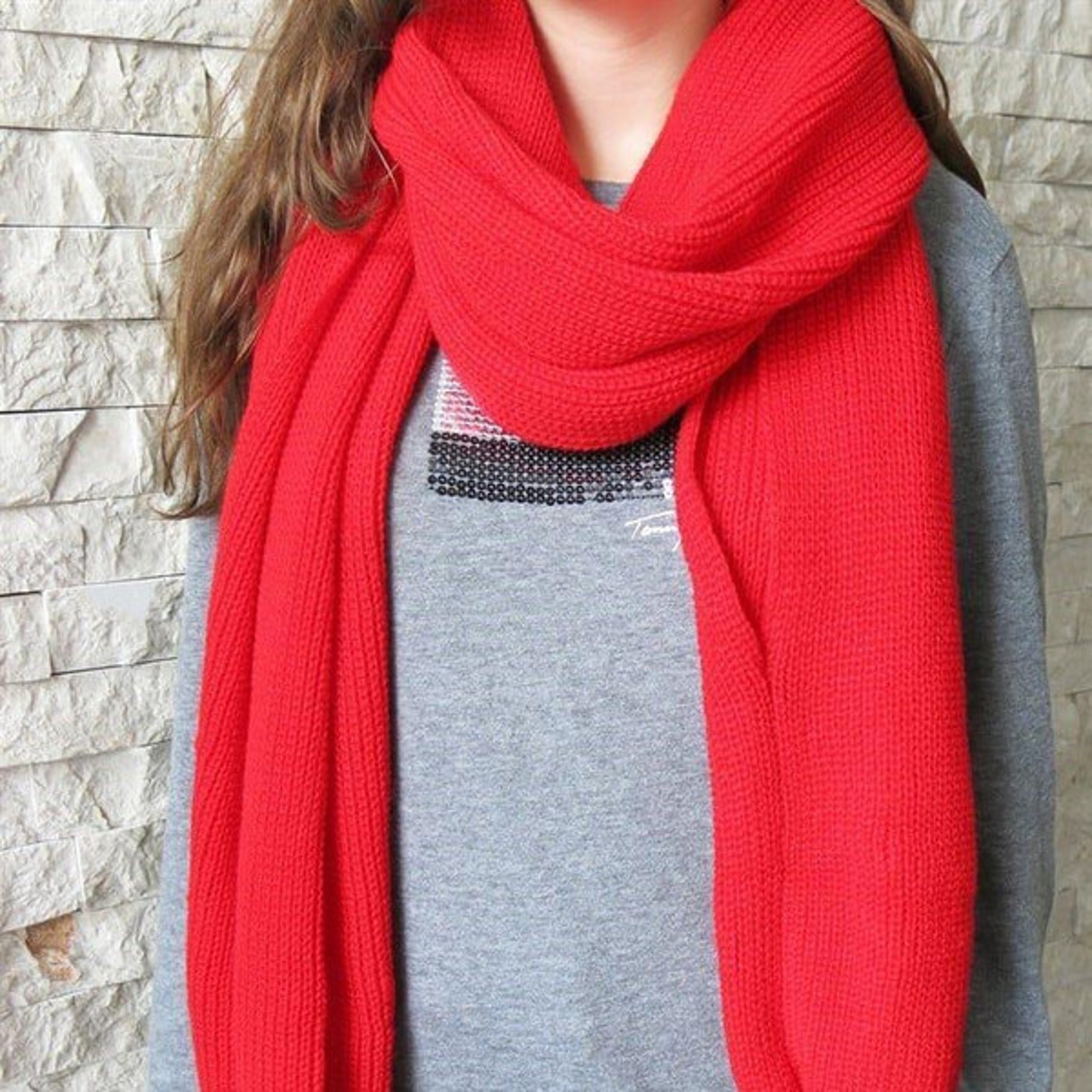 Convertible Scarf Sweater red