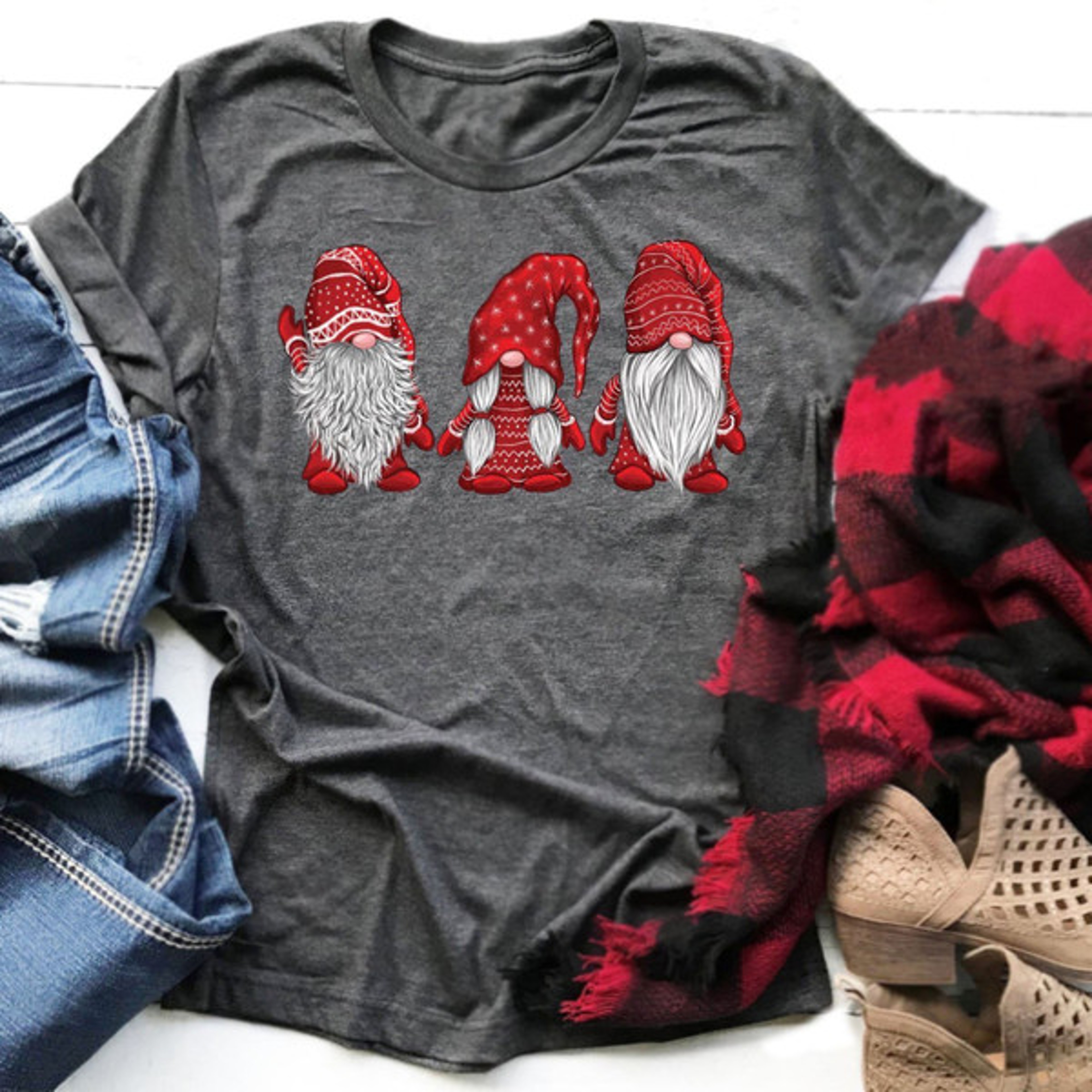 Christmas Gnomes T-Shirt Grey