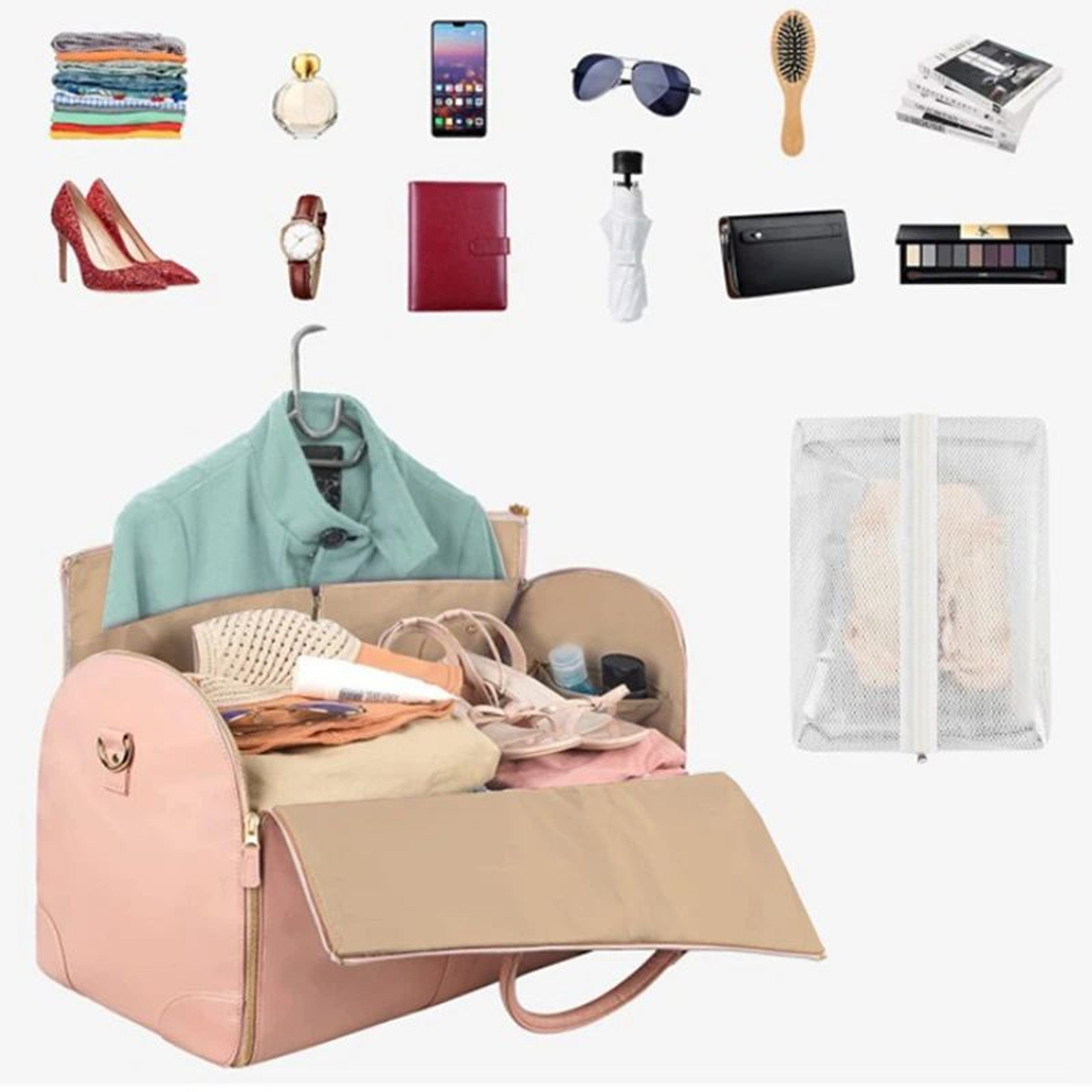 Foldable Womens Travel Bag Large PU Leather CarryOn Duffel For Business And Vacation 0