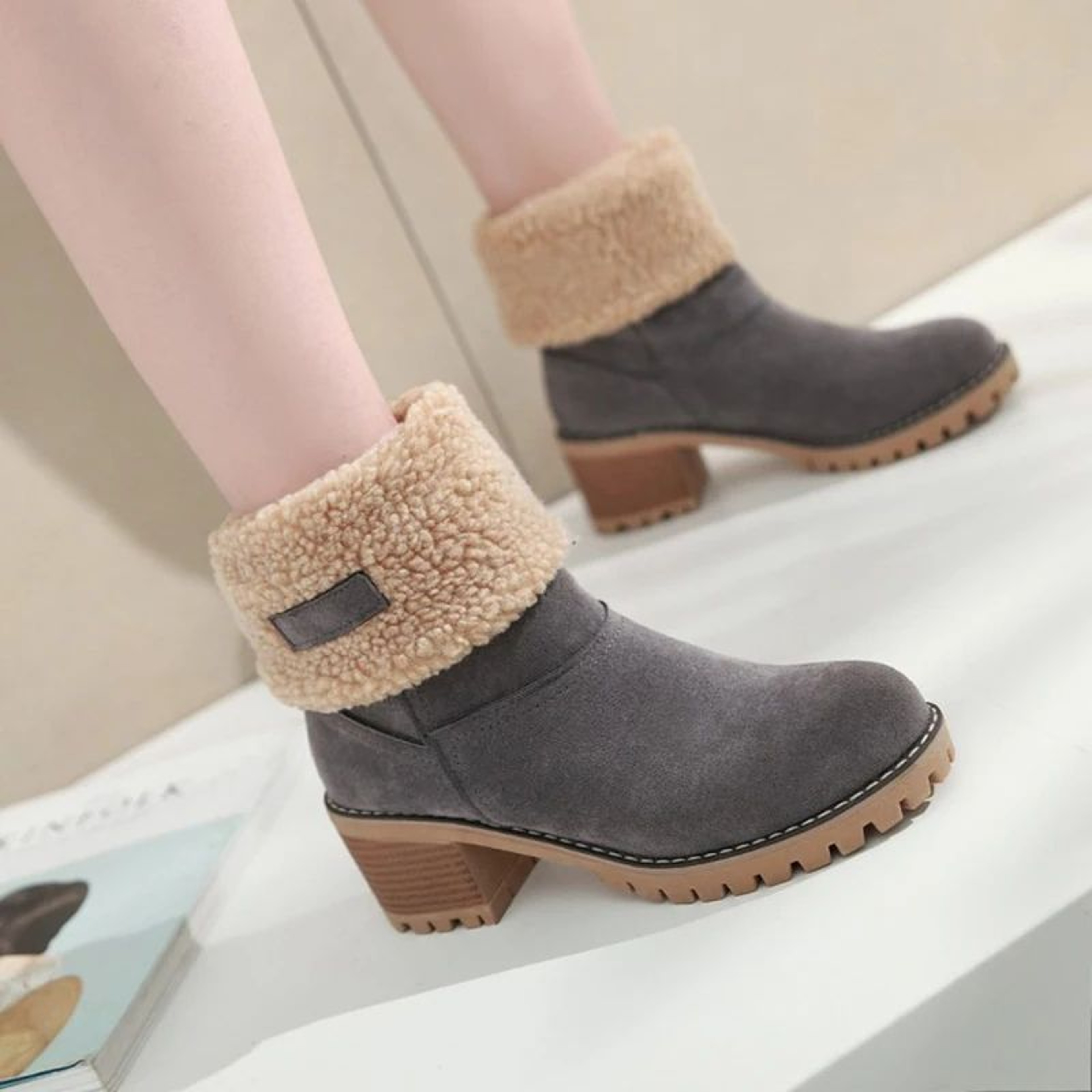 Womens Block Heel Snow Boots  Warm  Stylish  Perfect Winter Gift 2