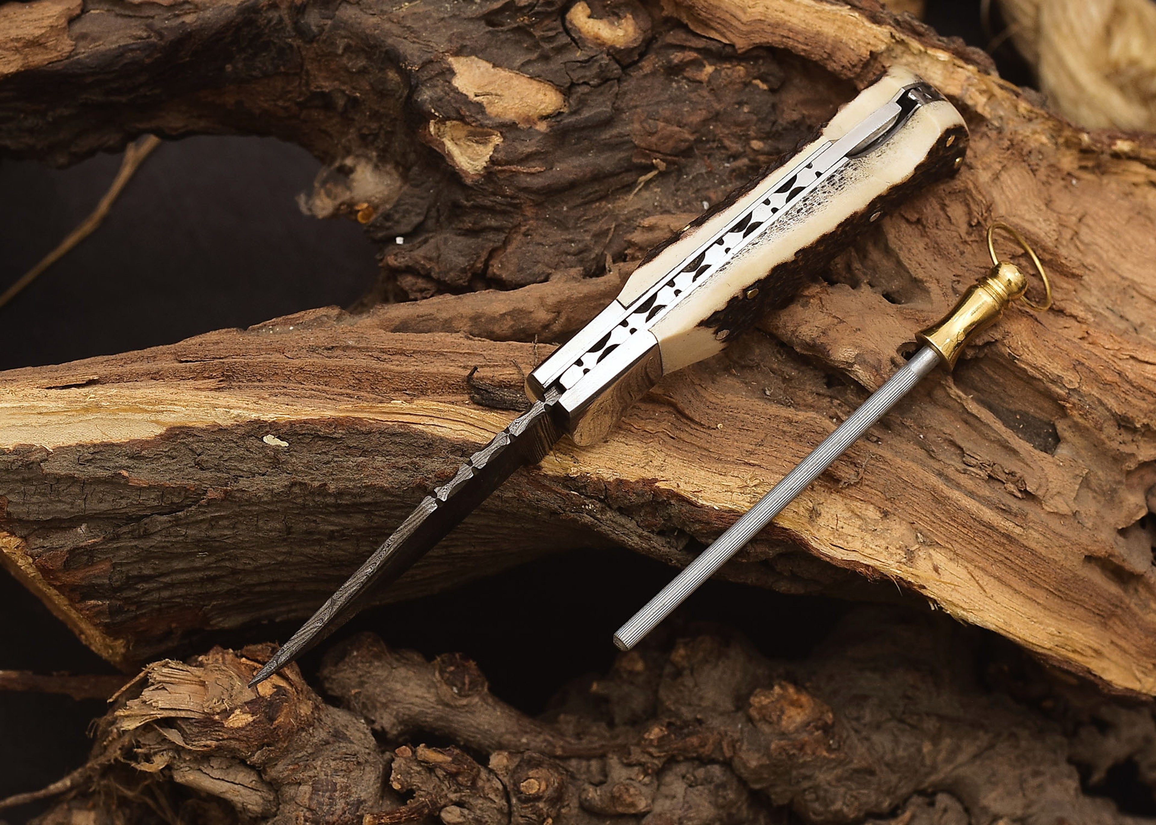 Damascus Pocket Folding Knife Customized Groomsmen Gifts Gift for Husband Dad Handmade 6.5'" Knife for Outdoor – view 3
