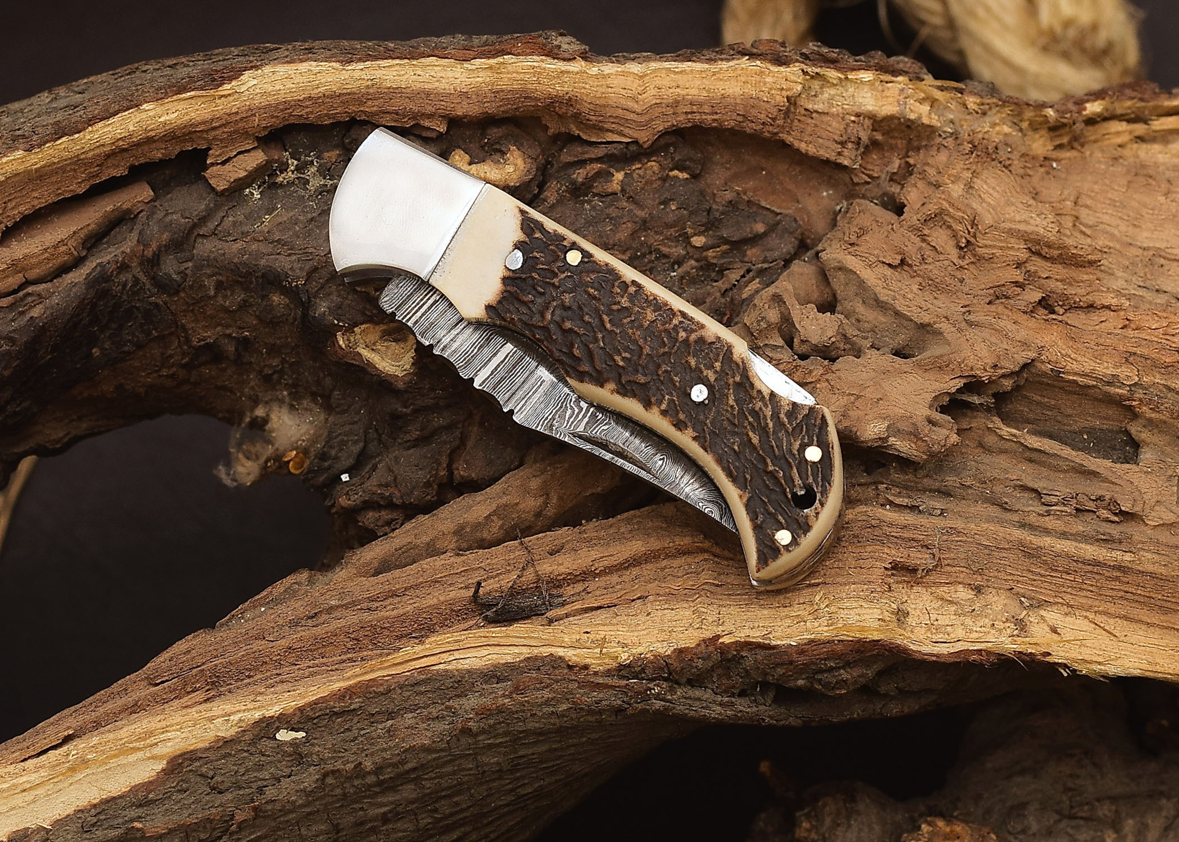 Damascus Pocket Folding Knife Customized Groomsmen Gifts Gift for Husband Dad Handmade 6.5'" Knife for Outdoor – view 2