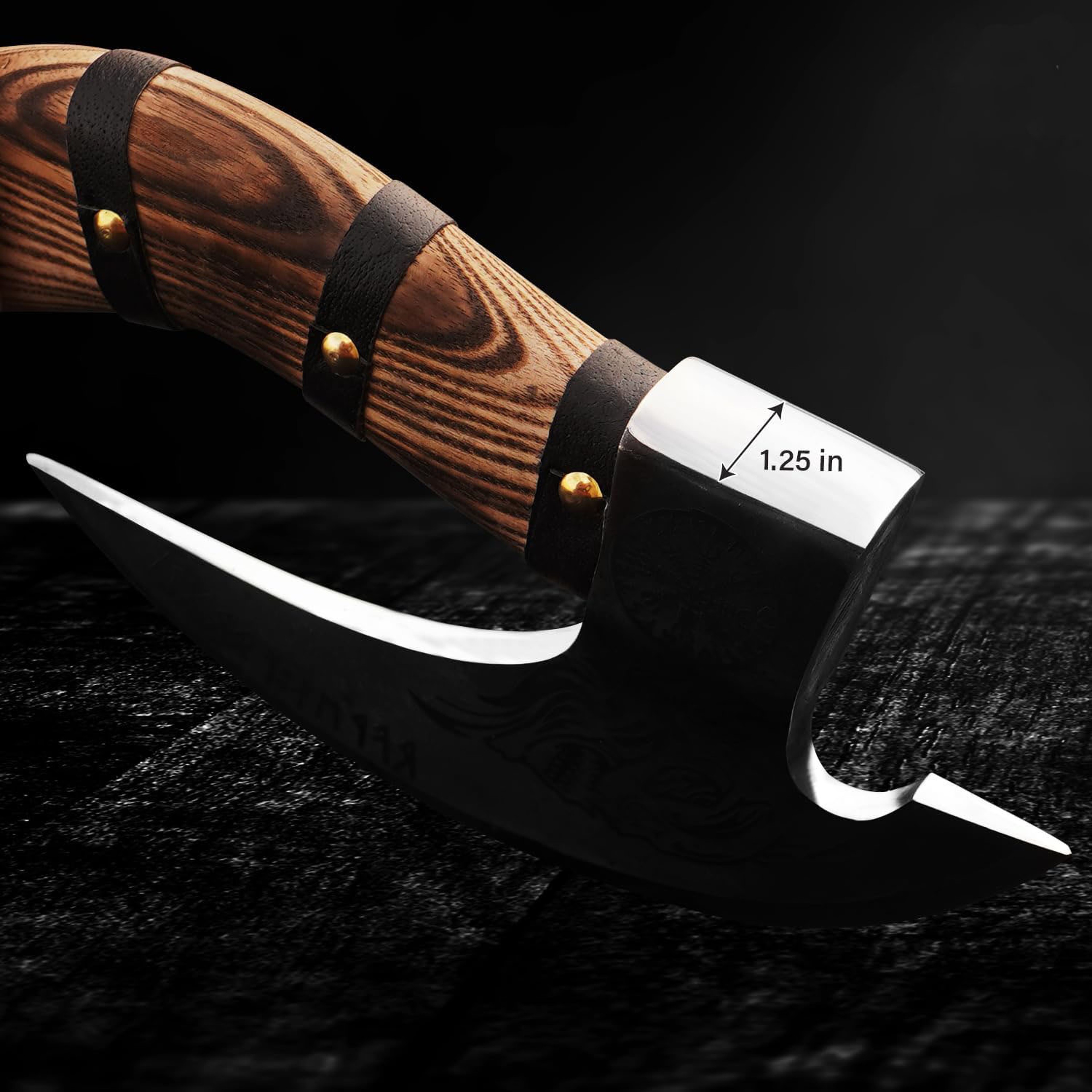 11" Pizza cutter 10" Cutting Blade with Carbon Steel, Leather Sheath Viking Style. Chopping Multi Purpose Cutter – view 5