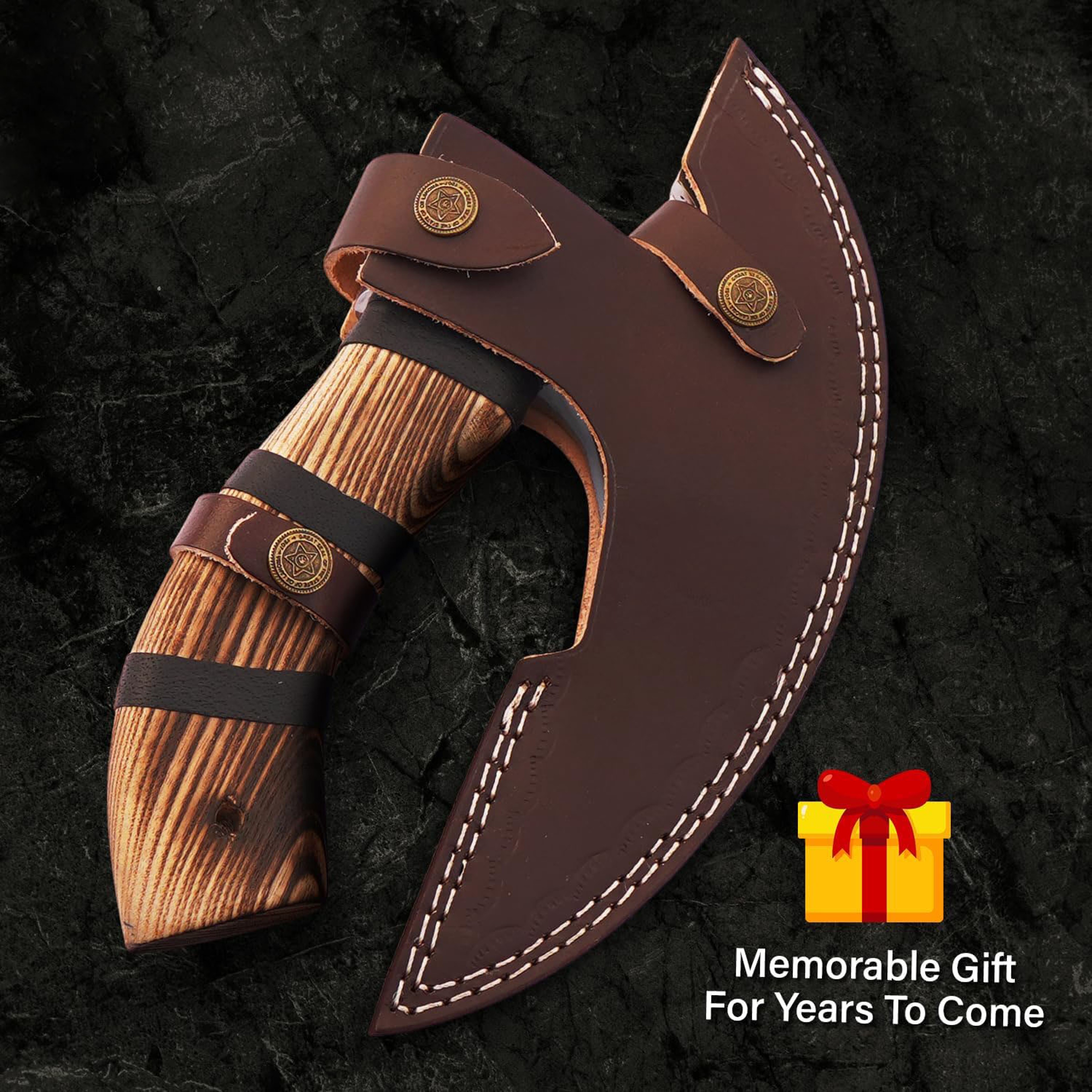 11" Pizza cutter 10" Cutting Blade with Carbon Steel, Leather Sheath Viking Style. Chopping Multi Purpose Cutter – view 6