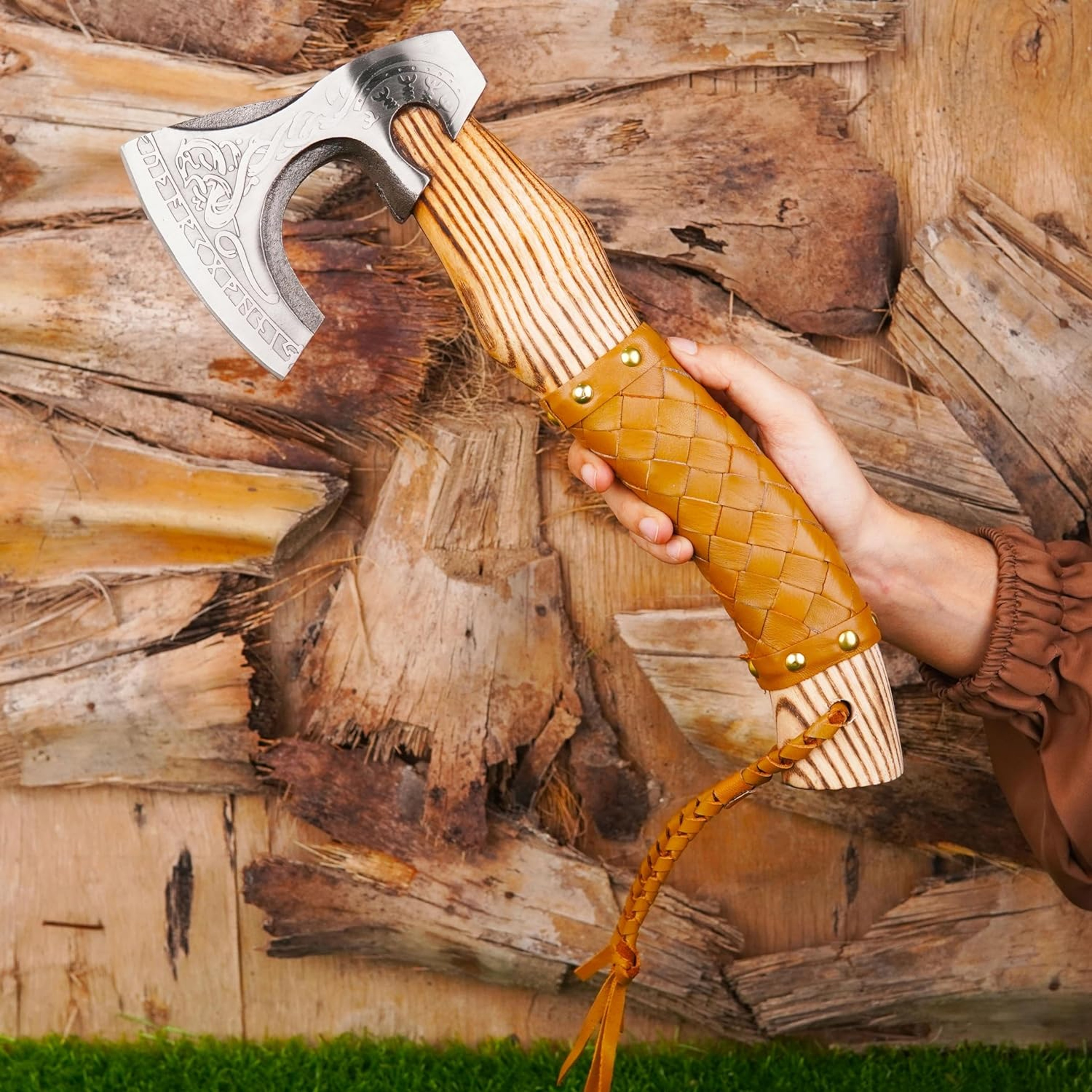Viking Axe The Ragnar Lothbrok Real, and Custom Crafted with Leather Sheath Carbon Steel Camping,Hiking – view 2