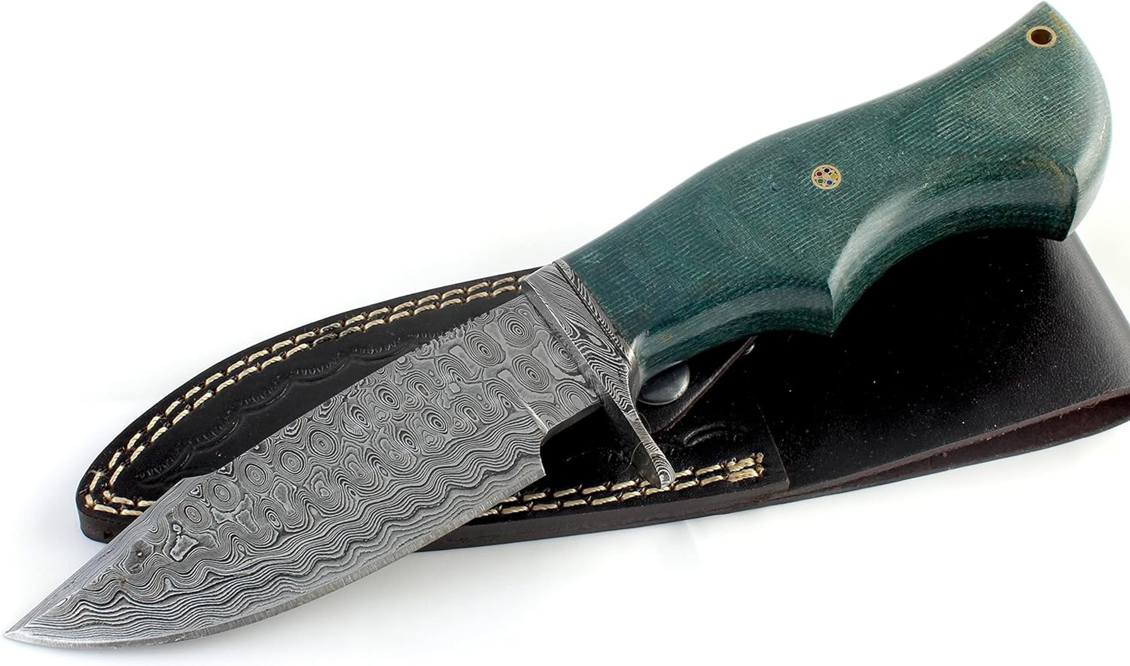 Damascus Knife with Leather Sheath Fixed Blade Hunting Knives for Men Perfect for Survival Hunting – view 4