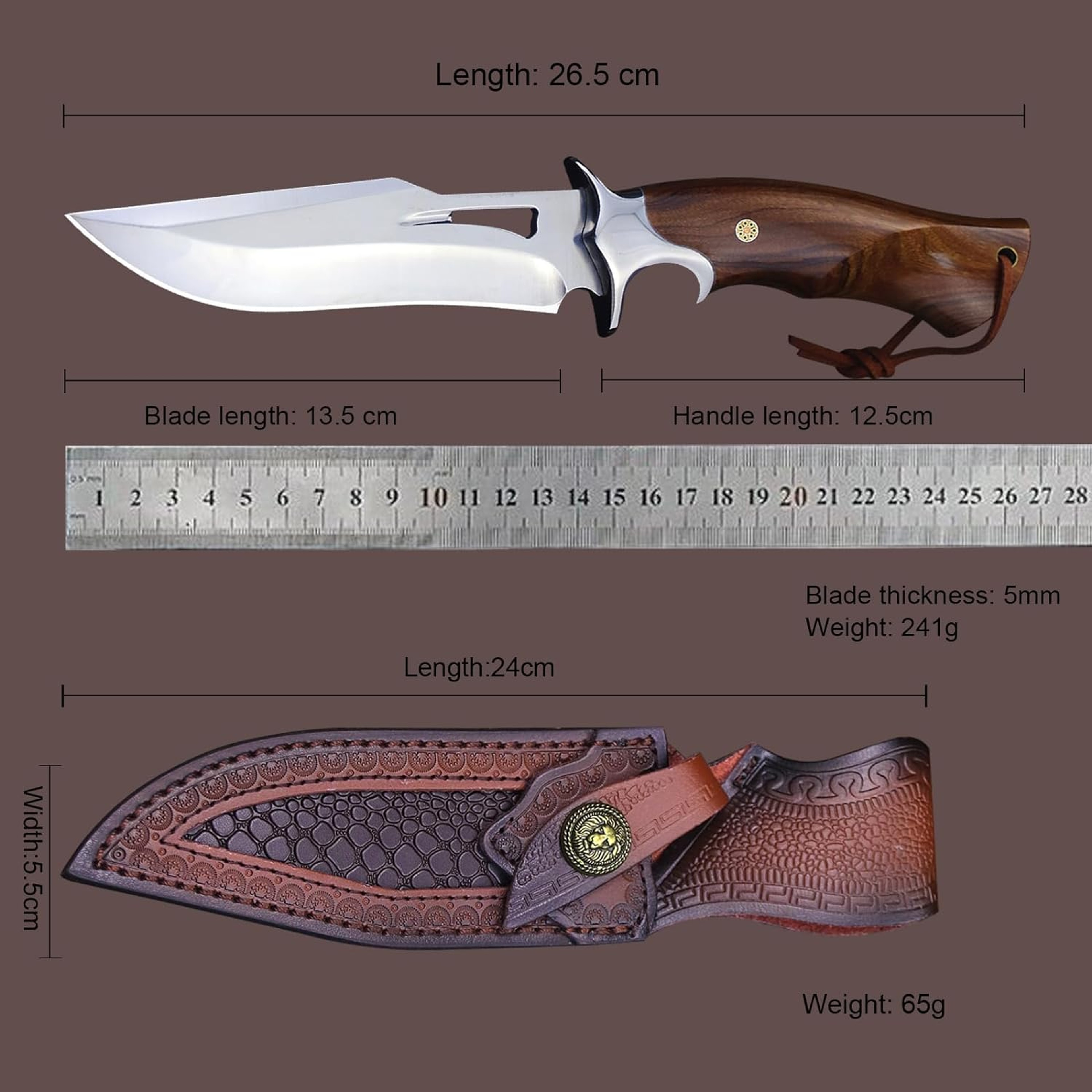 D2 Fixed Hunting Knife with Knife Cover Outdoor Tactical Straight Knife Suitable for jungle hunting outdoor – view 4