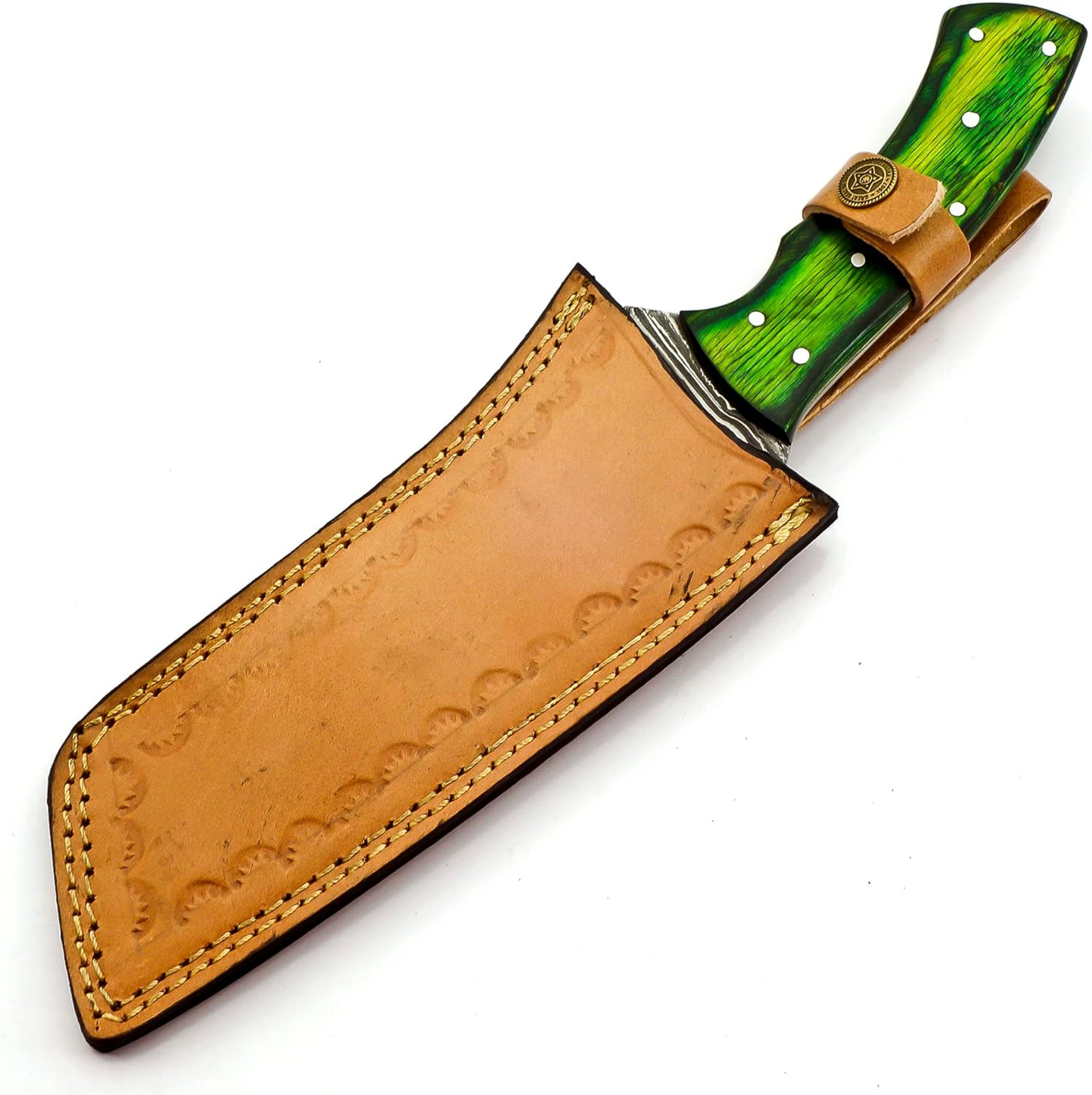 14 inches Handmade Damascus Steel Full Tang Tracker Knife Beautiful Doller Sheath Handle Razor sharp Bade – view 4