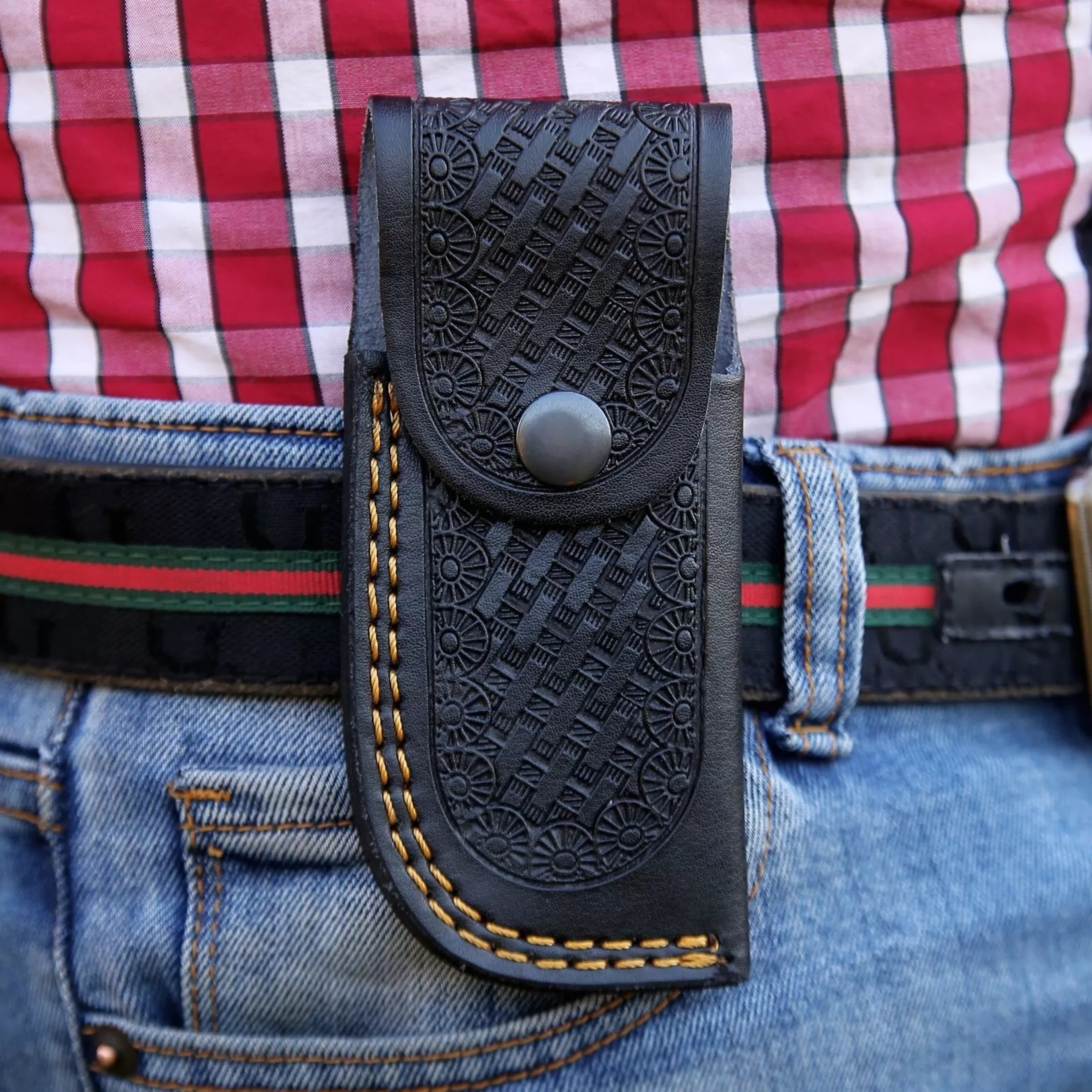 Damascus handmade laguiole Folding Knife Pocket knife camping Hunting Knife Pouch Camping viking – view 4