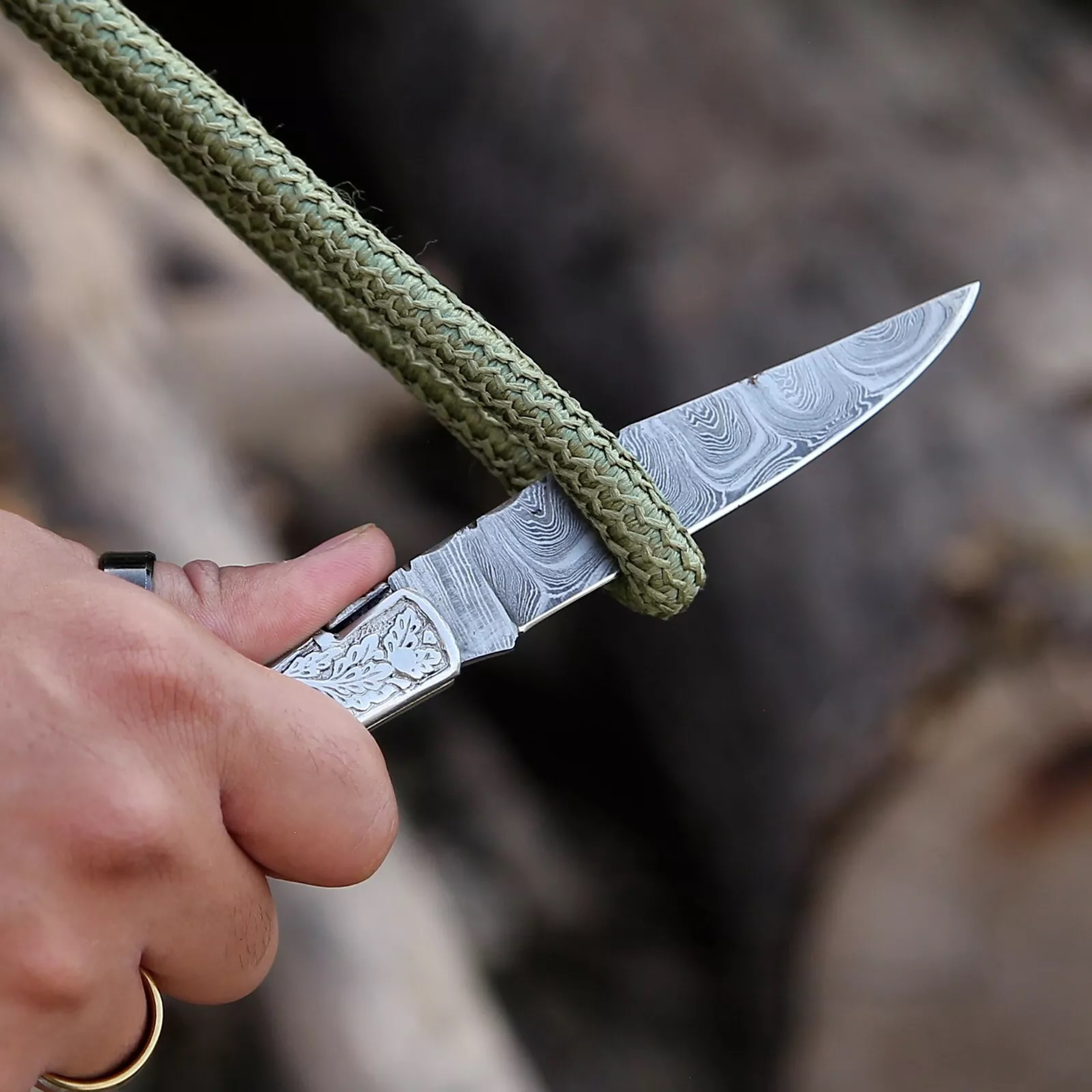 Damascus handmade laguiole Folding Knife Pocket knife camping Hunting Knife Pouch Camping viking – view 5