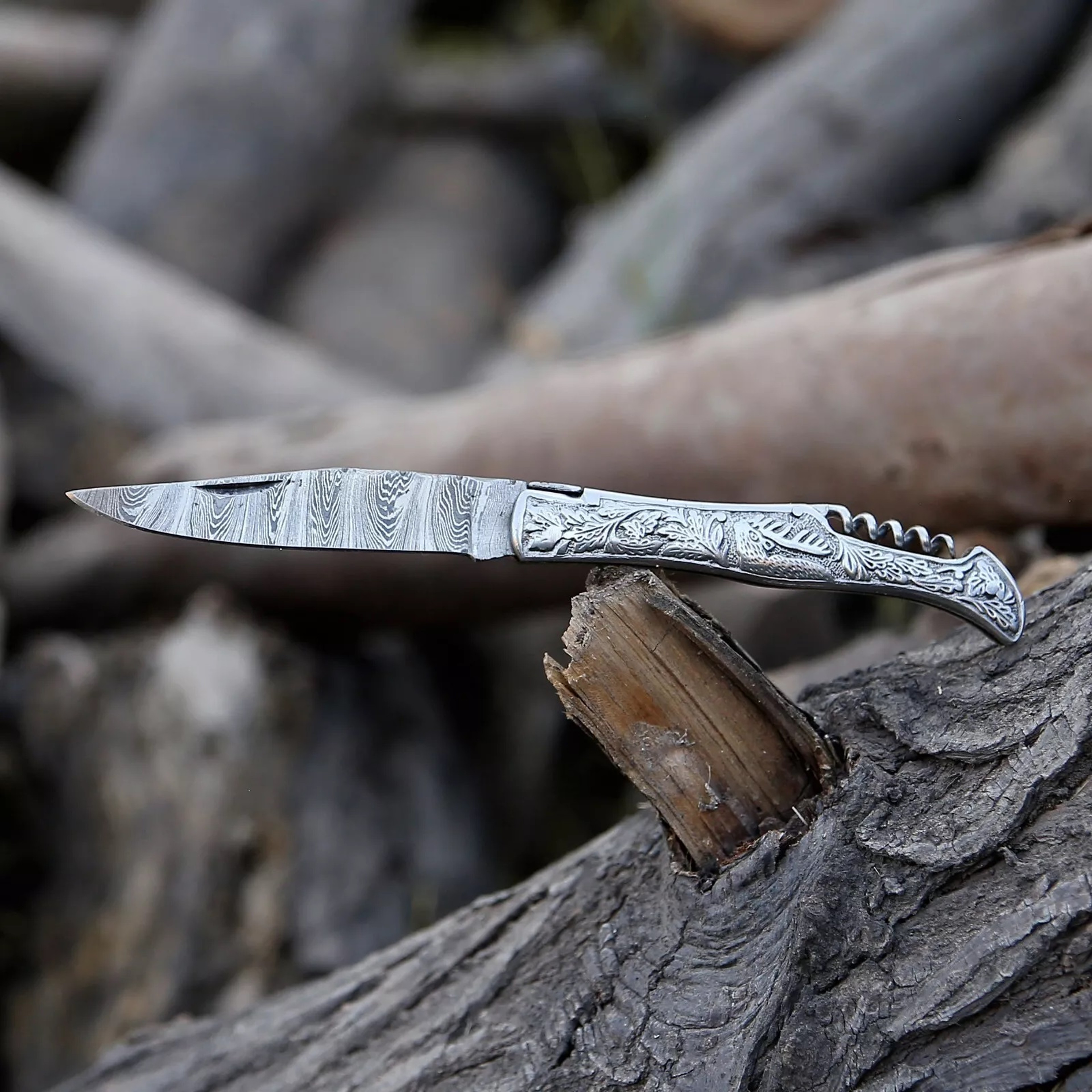 Damascus handmade laguiole Folding Knife Pocket knife camping Hunting Knife Pouch Camping viking – view 6