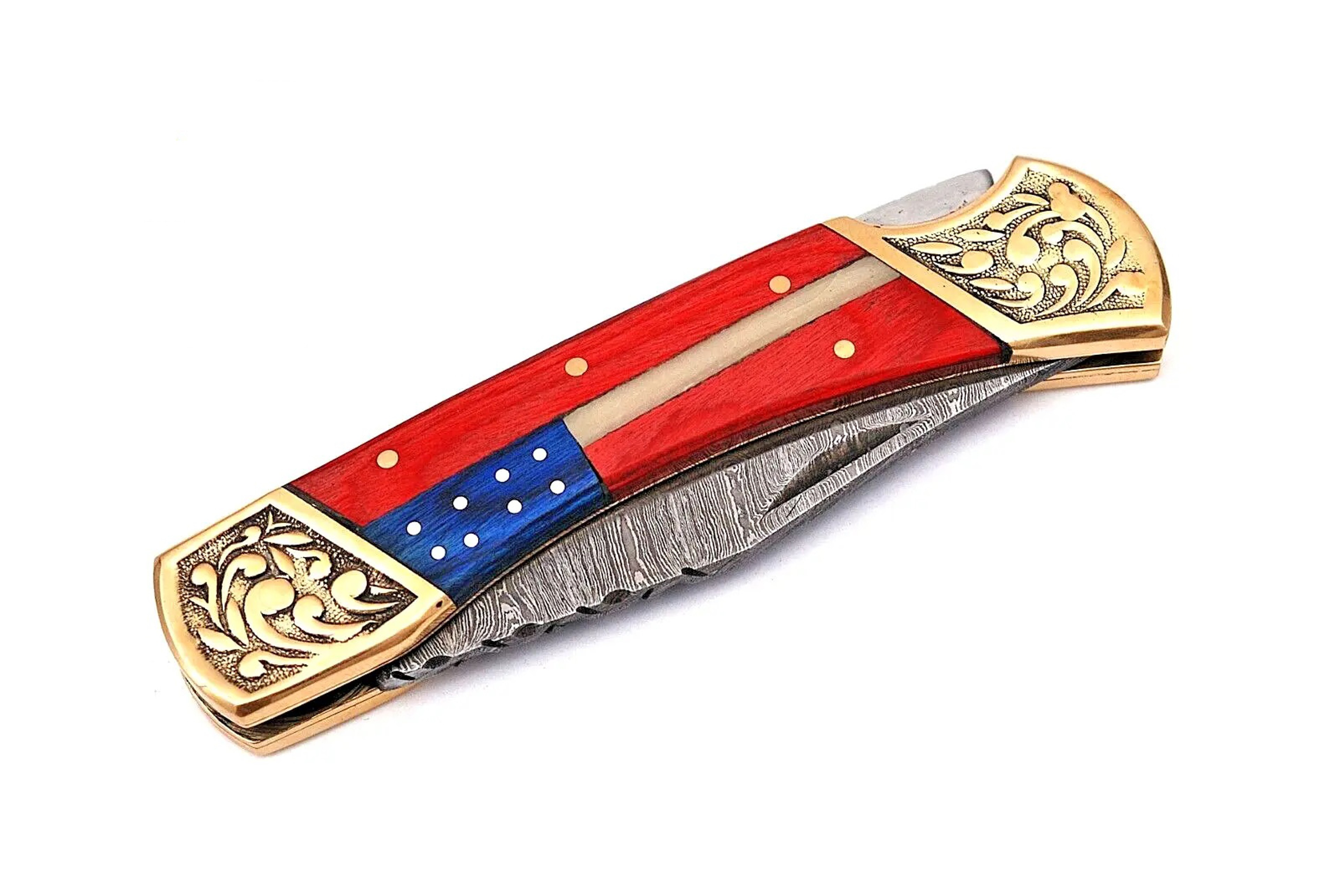 CUSTOM HANDMADE FORGE DAMASCUS STEEL FOLDING POCKET KNIFE CAMPING SURVIVAL – view 2