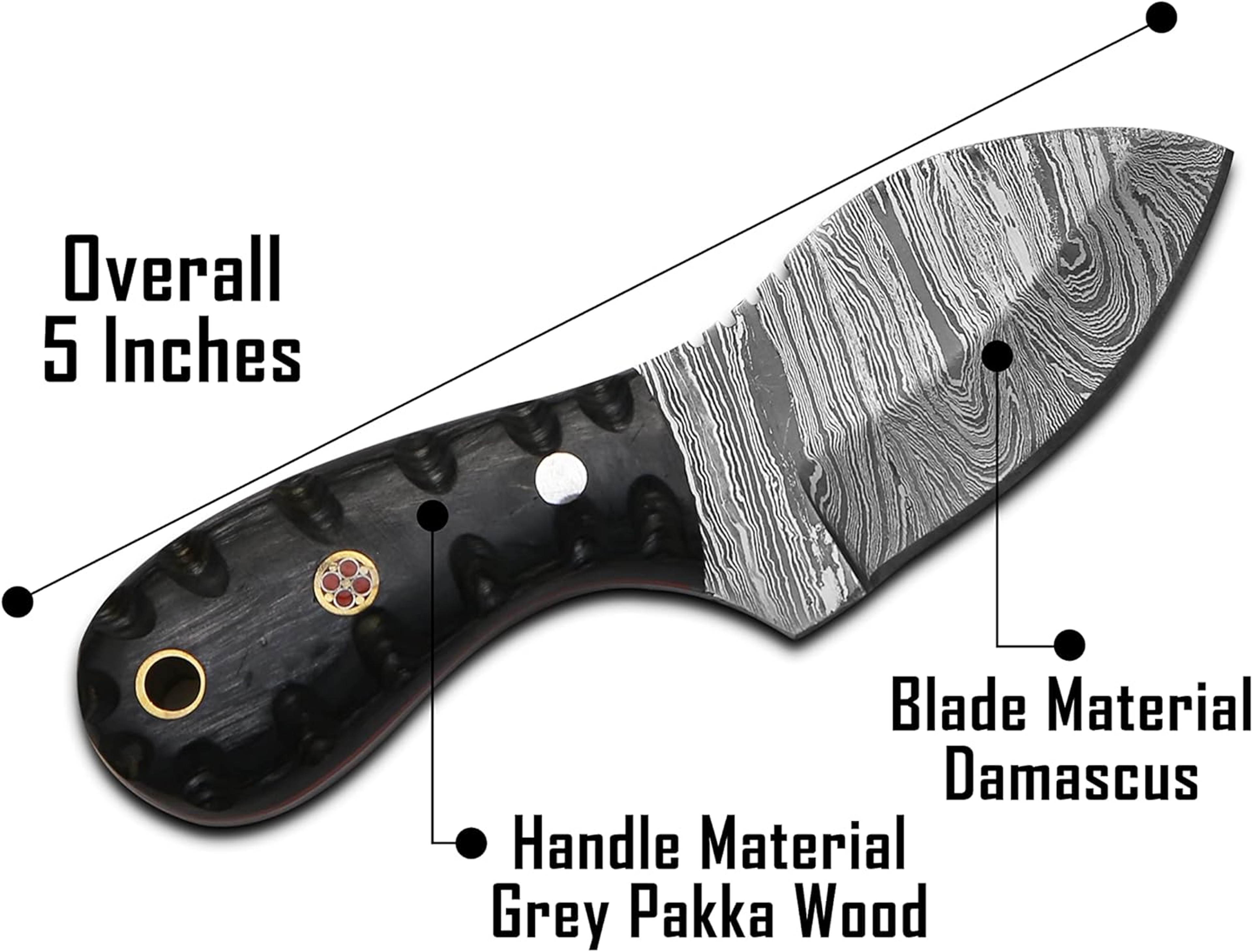 Handmade Neck knife Damascus Steel Full Tang knife 5 Inche Mini fixed blade knife Bushcraft knife Camping Hunting – view 4
