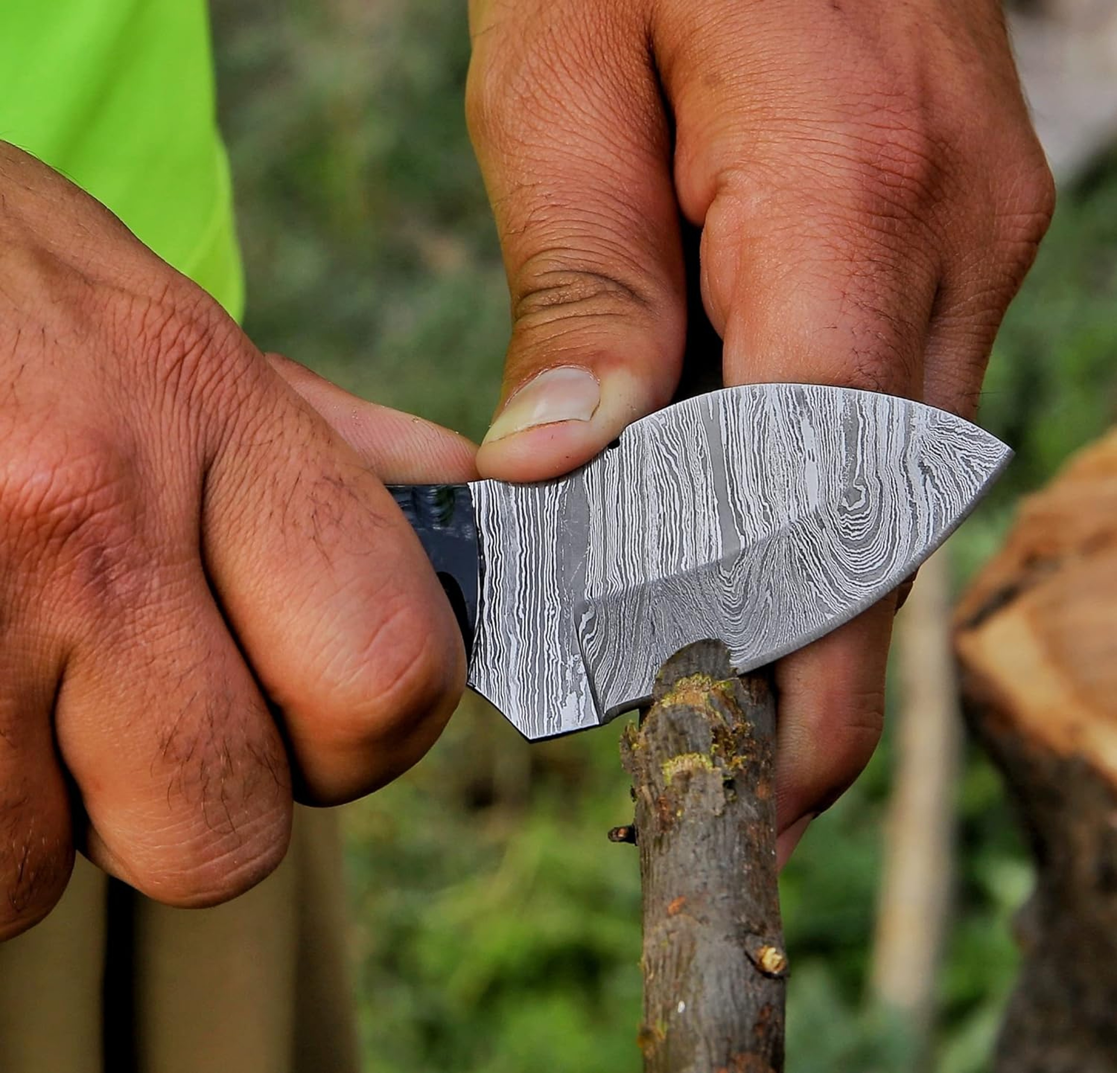 Handmade Neck knife Damascus Steel Full Tang knife 5 Inche Mini fixed blade knife Bushcraft knife Camping Hunting – view 6