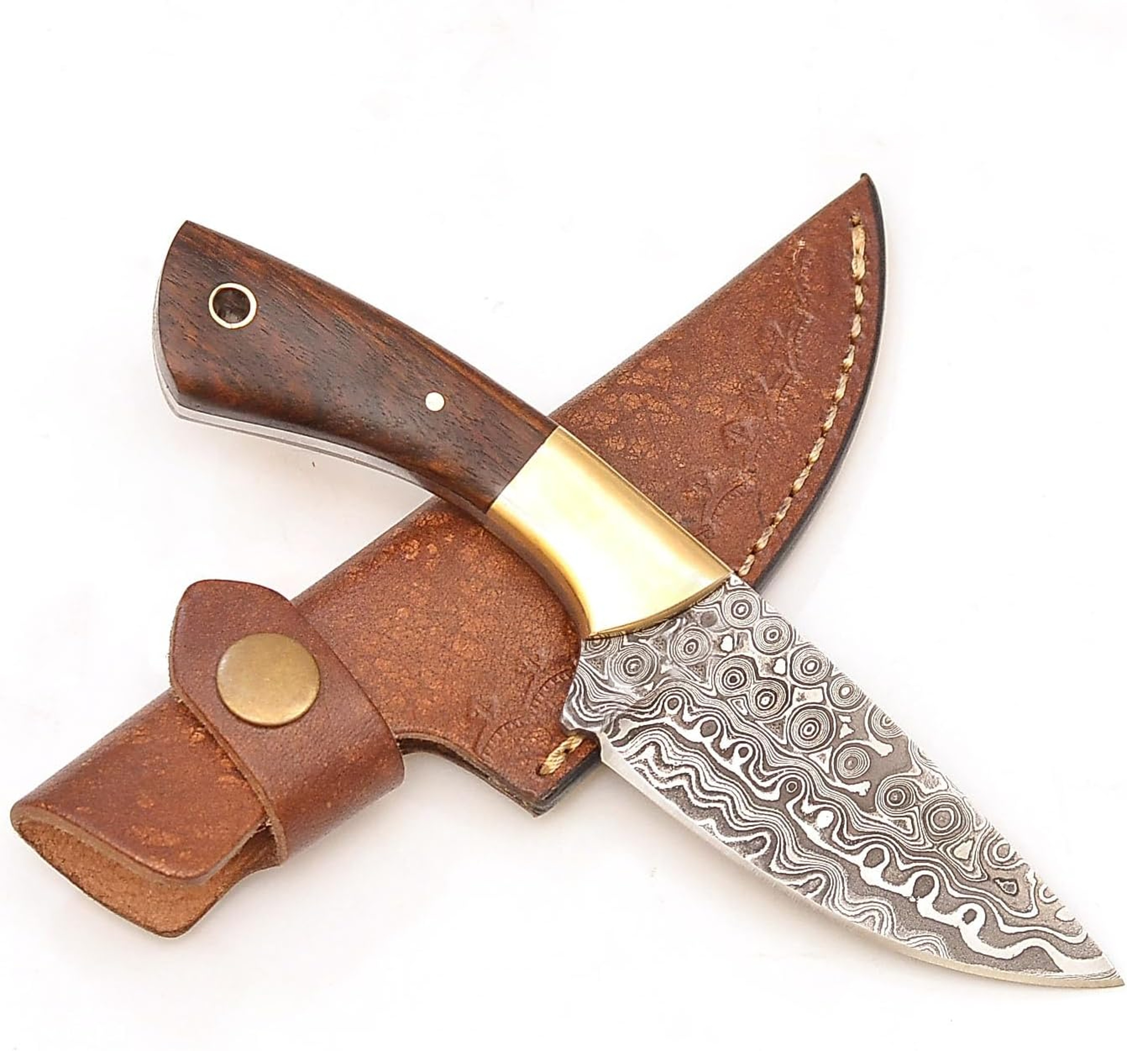 7 Inche Handmade Fixed Blade Damascus Steel Cowboy Knife Hunting EDC Survival Skinning and Camping Knife – view 3