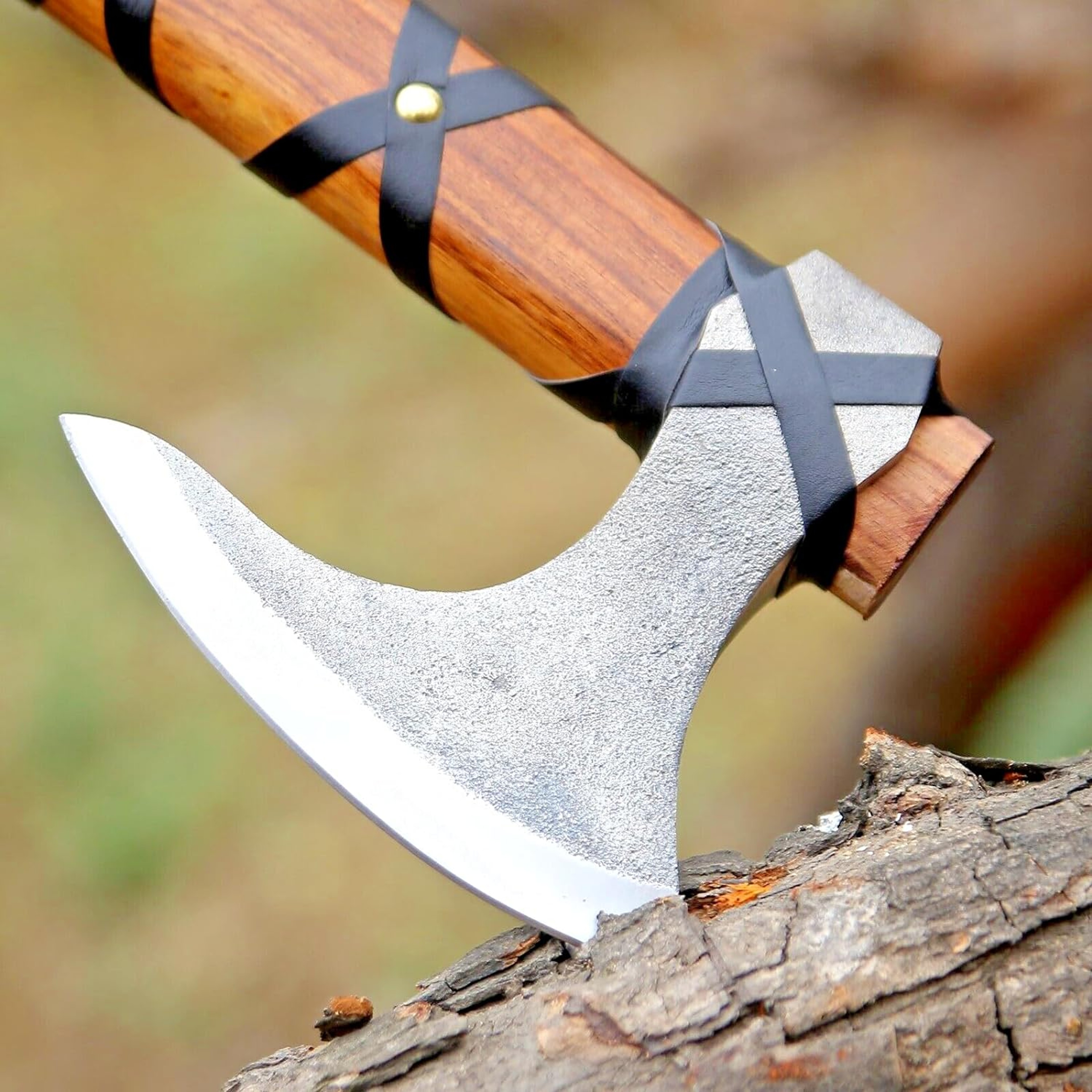 Viking Axe of Ragnar Lothbrok Hunting Axe with Rose Wood Handle Hand-Forged High Carbon Steel Sharp Blade – view 5