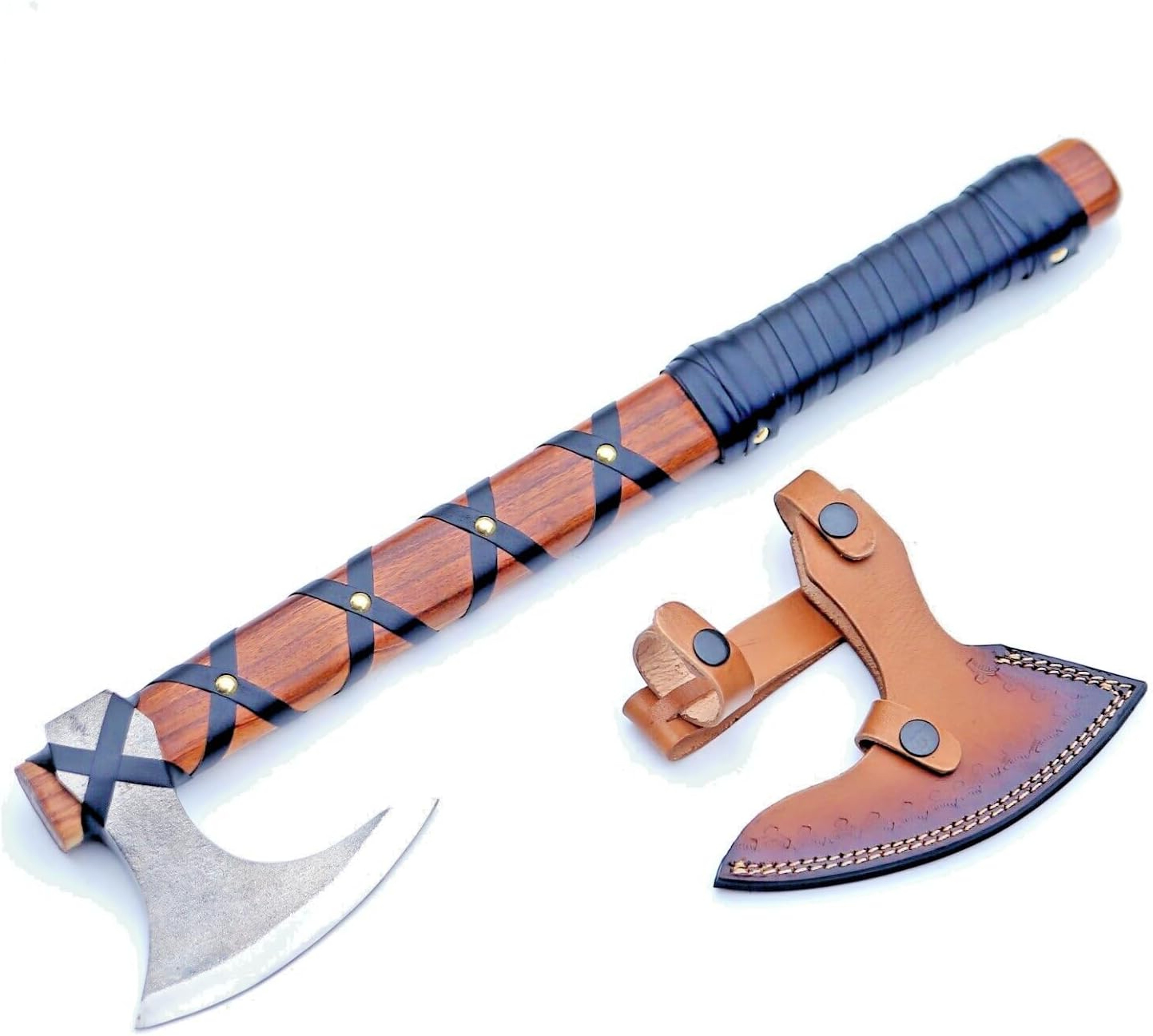 Viking Axe of Ragnar Lothbrok Hunting Axe with Rose Wood Handle Hand-Forged High Carbon Steel Sharp Blade – view 8