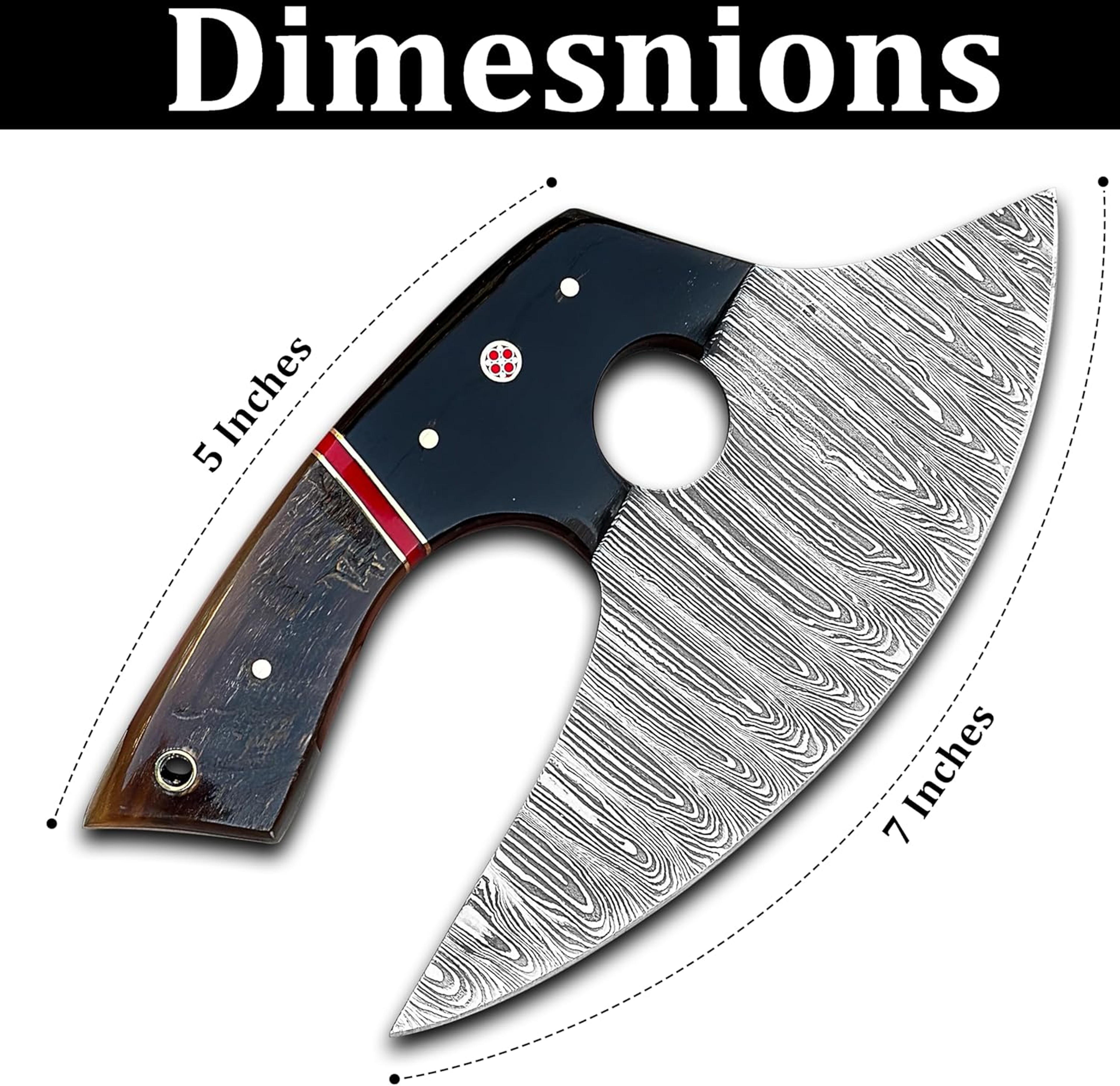 5 Inches Damascus ULU Knife Cow Leather Sheath Handmade Pizza Cutter with Non-Slip Handle Ideal Alaska Rocker – view 3